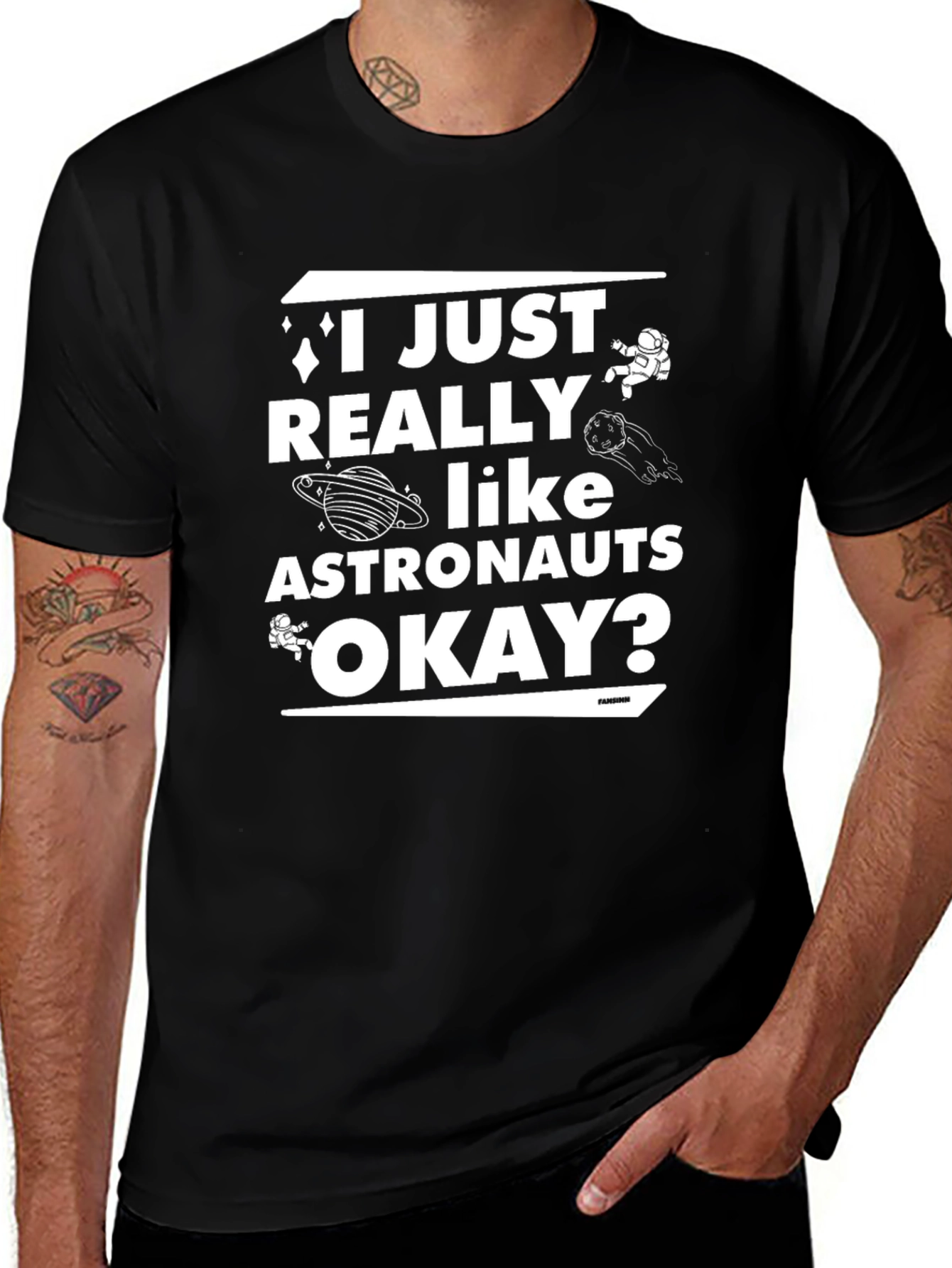 I Just Really Like Astronauts Black T-Shirt