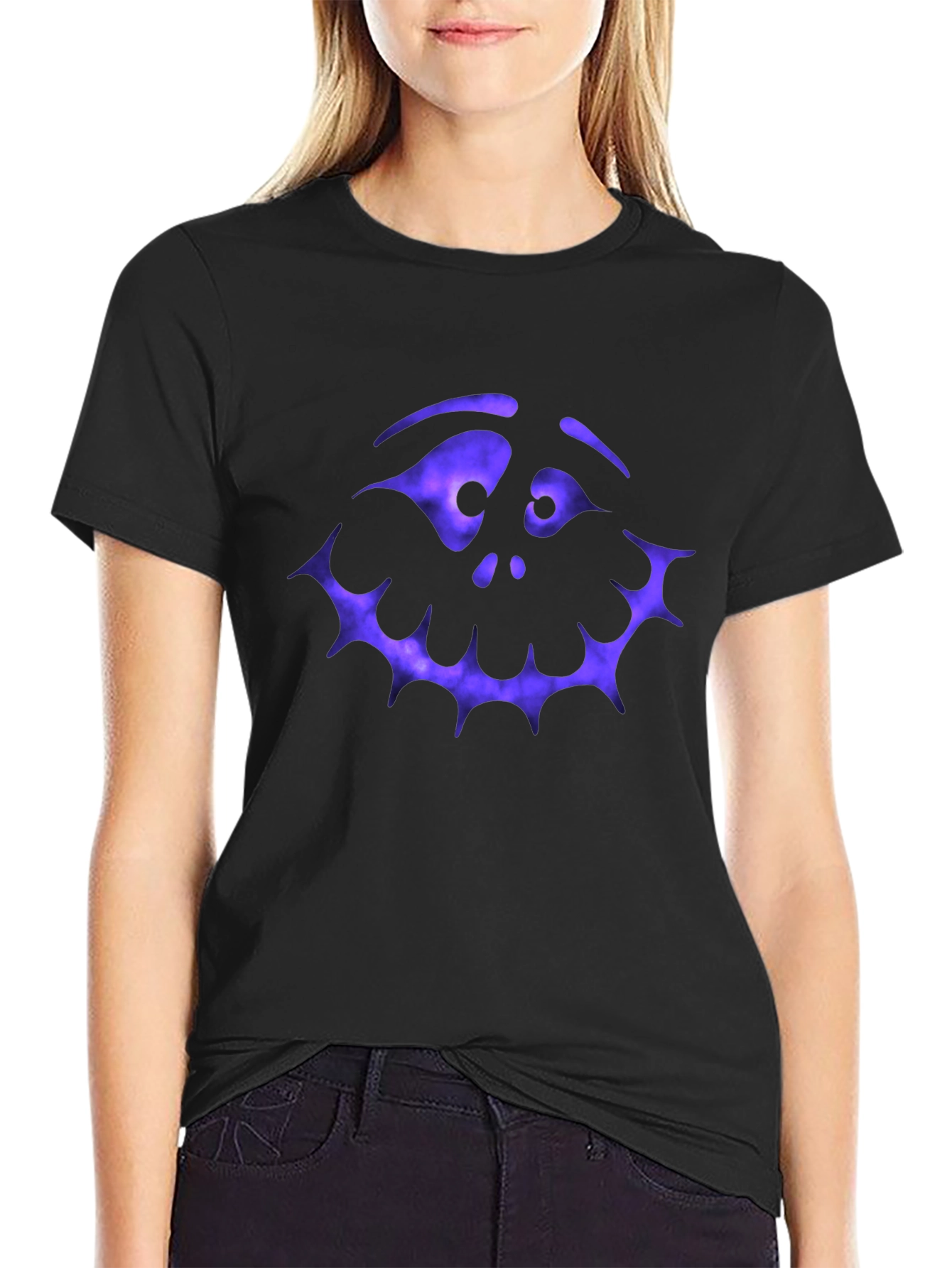 Spooky Face Graphic T-Shirt - Halloween Style