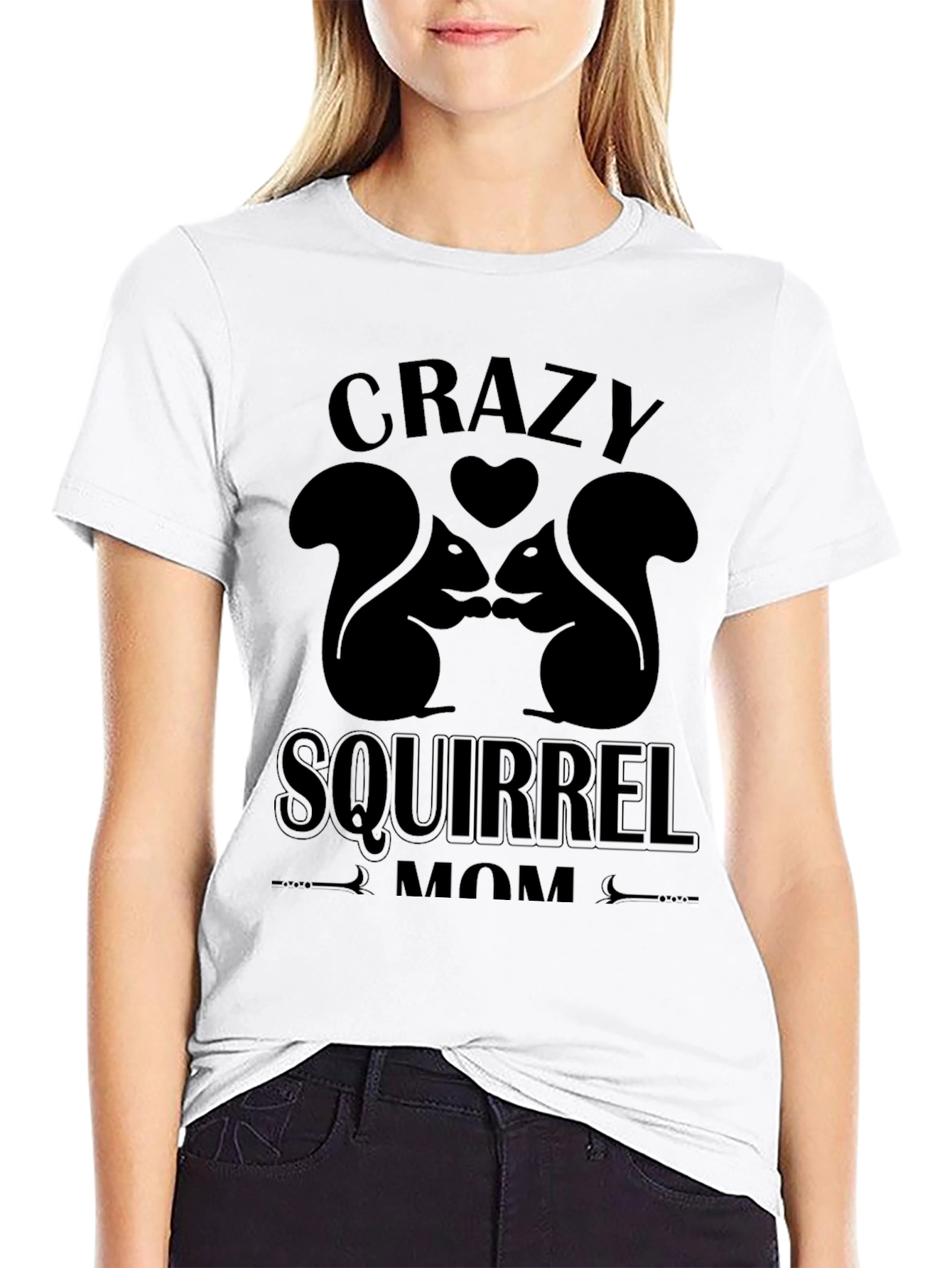 Crazy Squirrel Mom Graphic T-Shirt - Unisex Black Tee