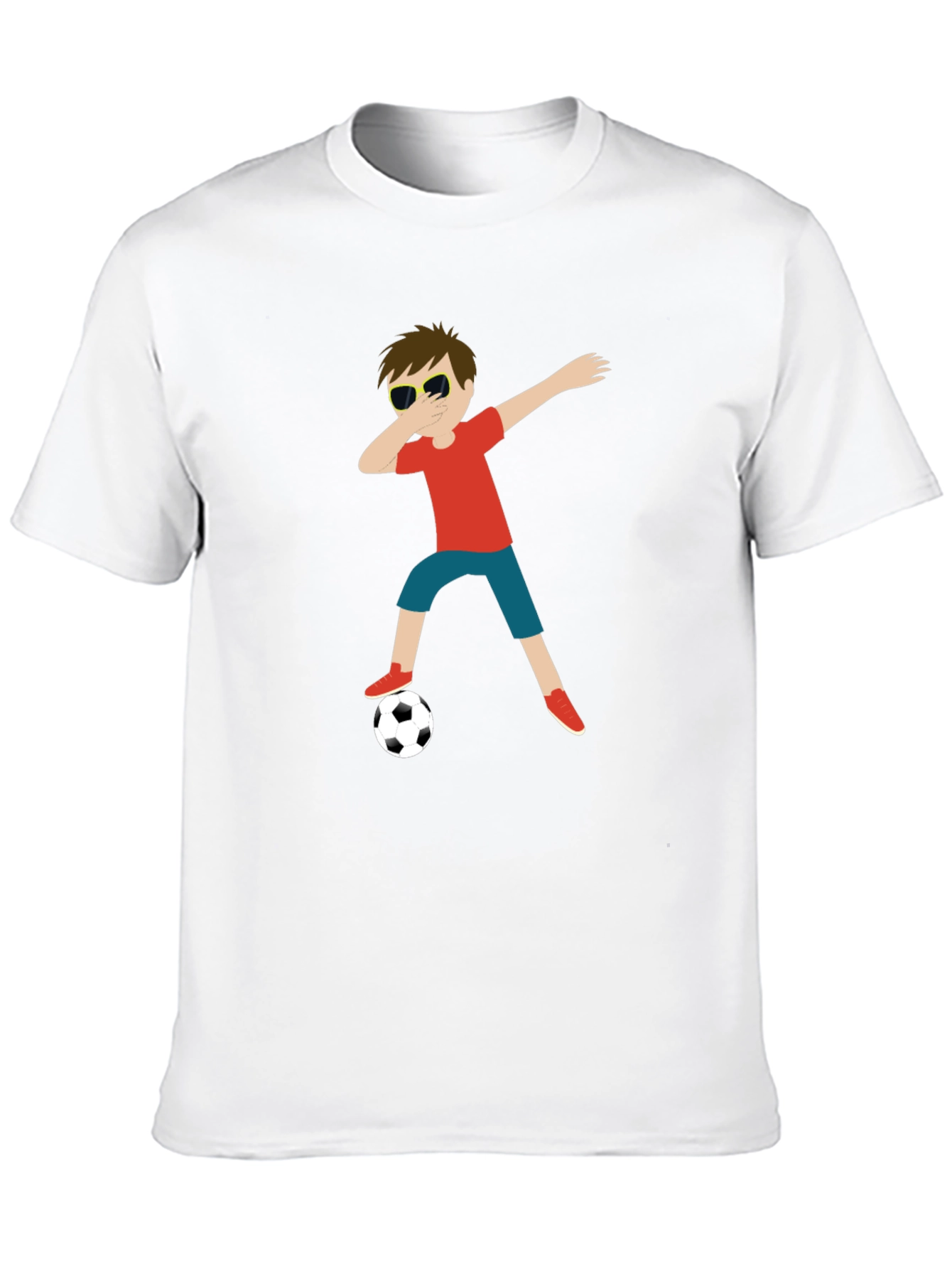Cartoon Dab Soccer Boy Black Tee