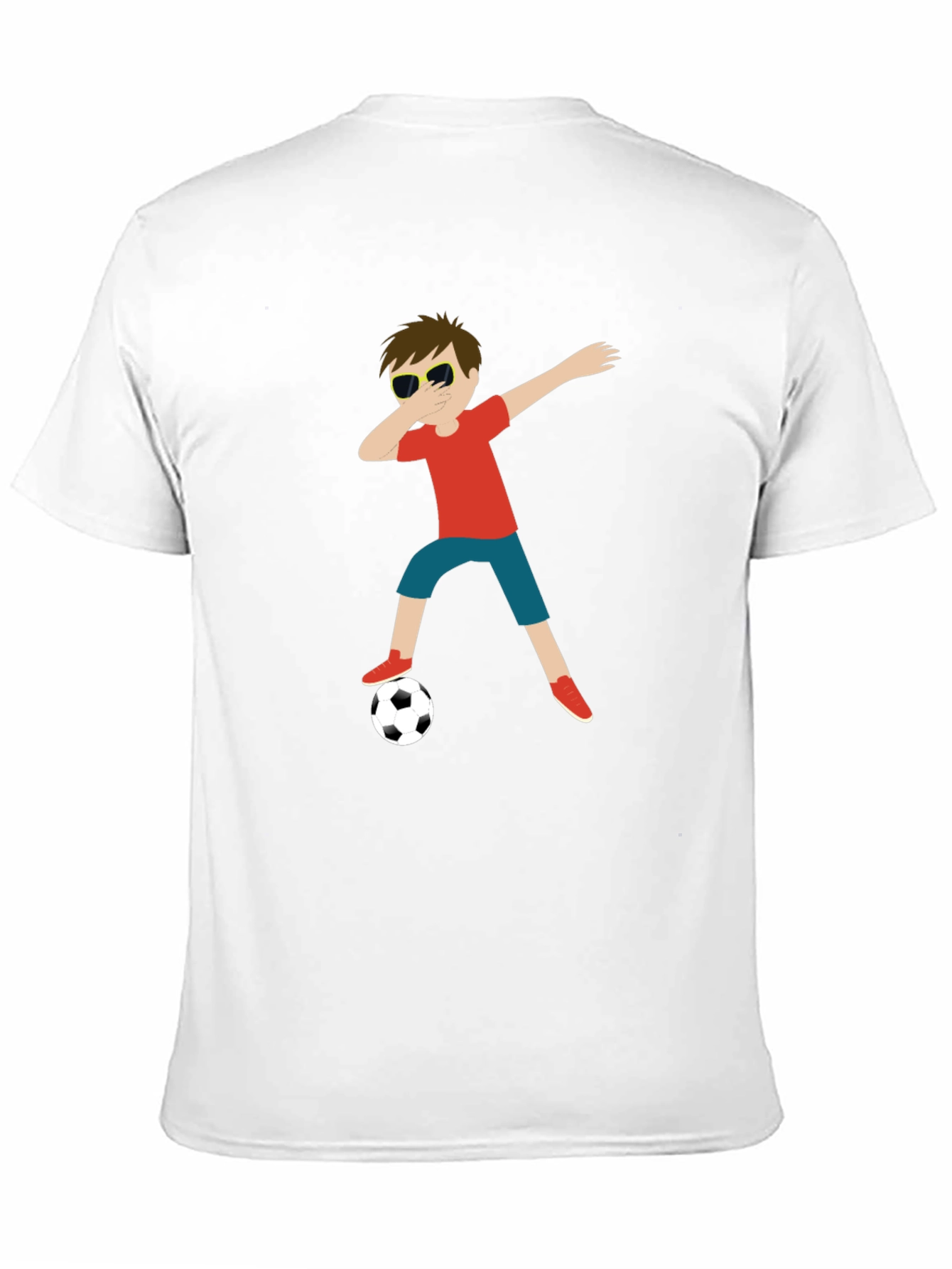 Cartoon Dab Soccer Boy Black Tee