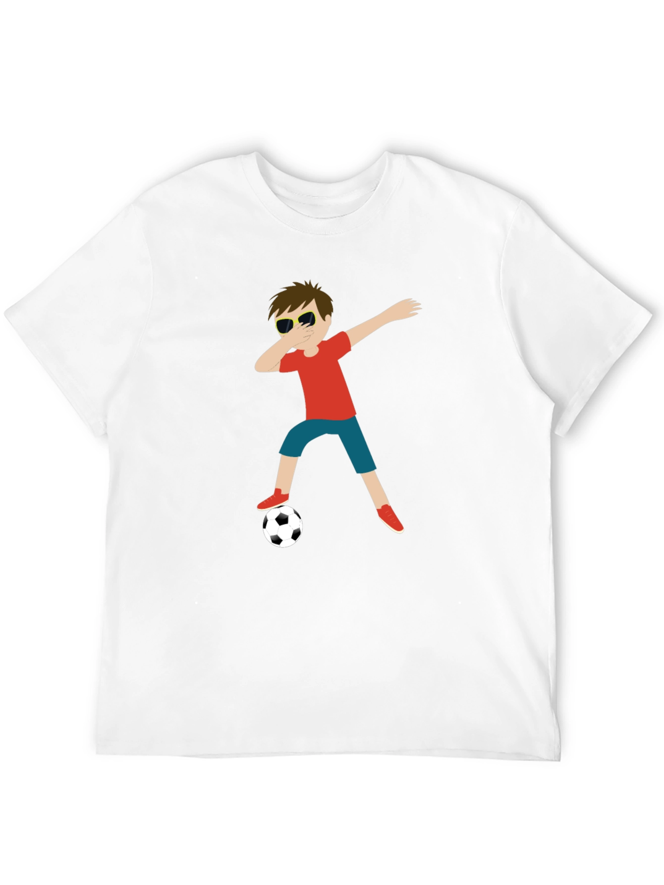 Cartoon Dab Soccer Boy Black Tee