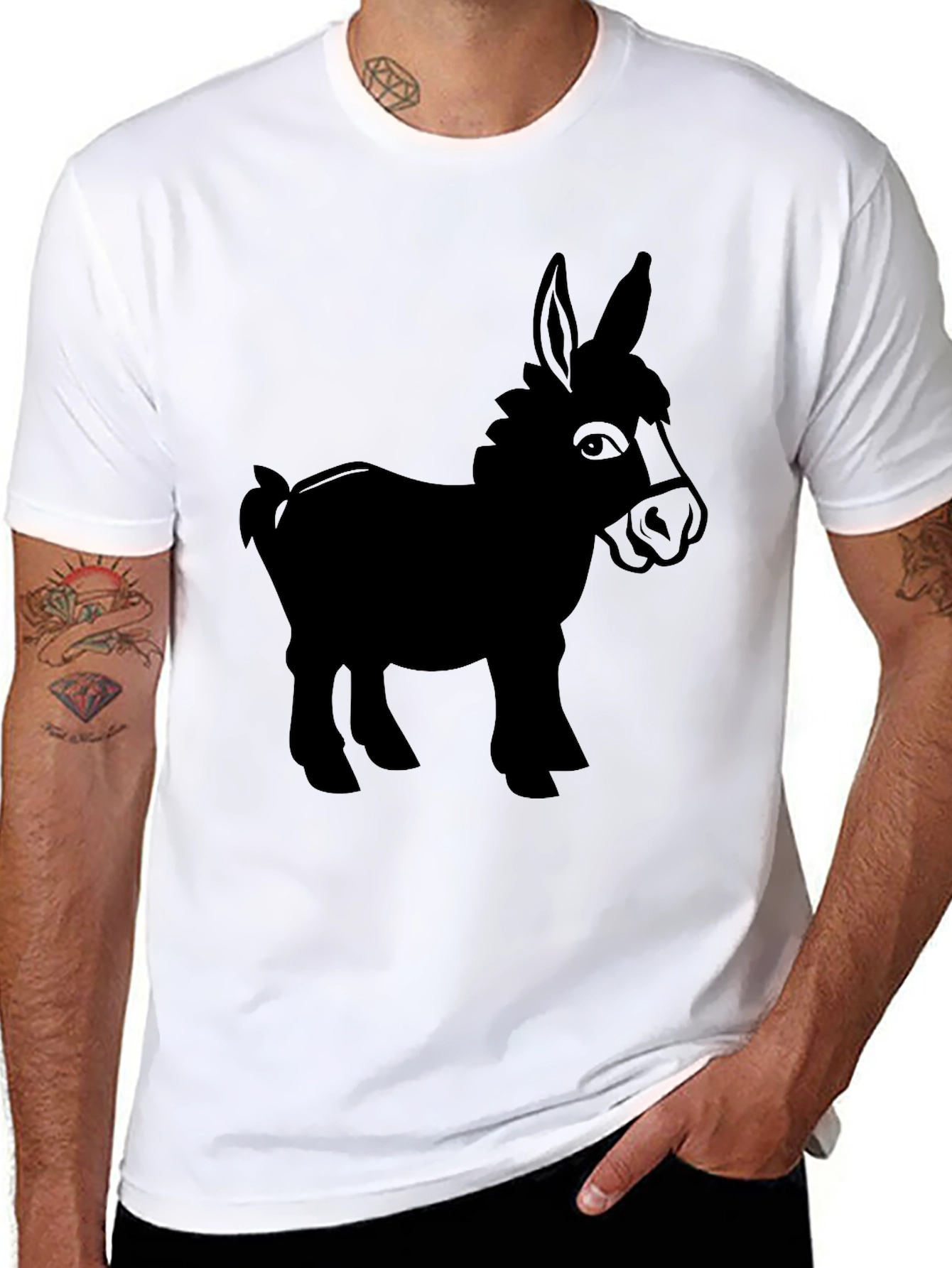 Donkey Silhouette Graphic Tee - Black Cotton Blend