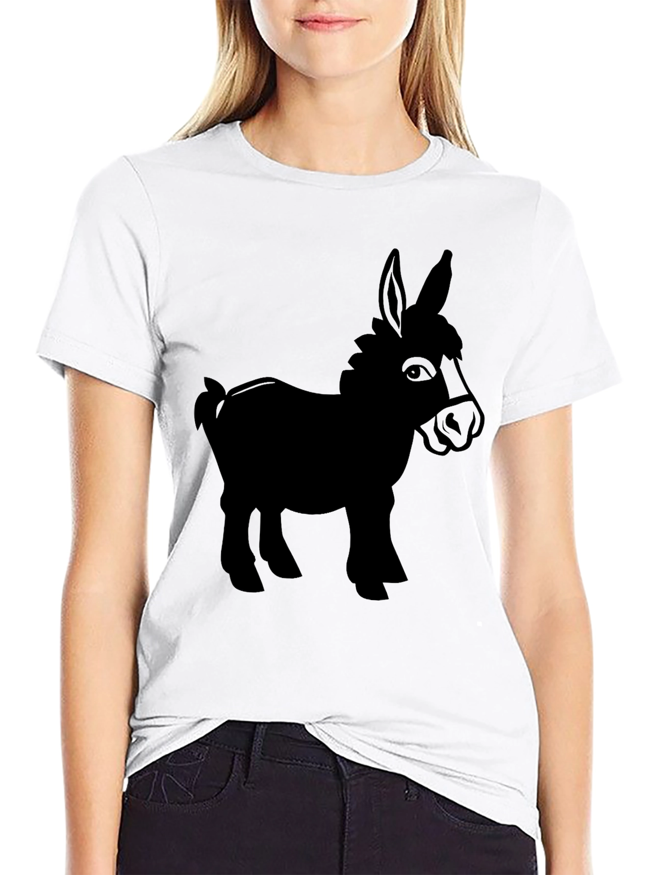 Donkey Silhouette Graphic Tee - Black Cotton Blend