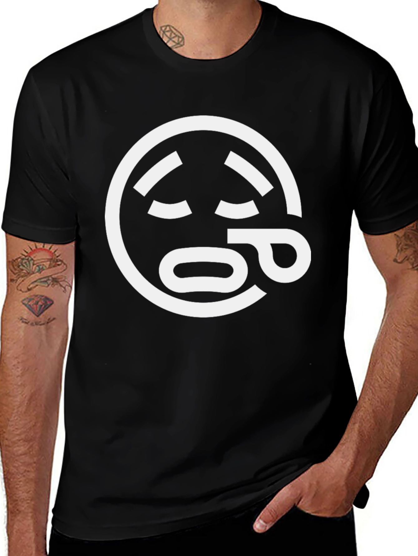 Sleepy Emoji Graphic Tee - Black