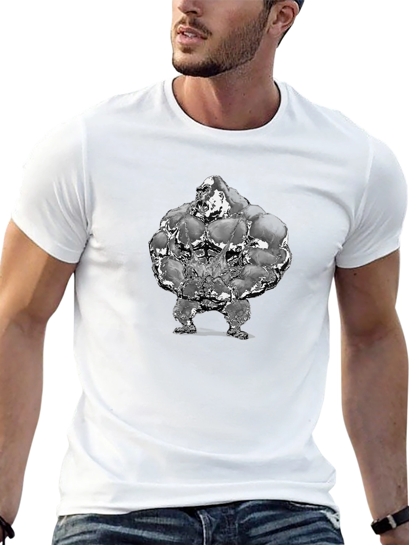 Muscle Gorilla Graphic Tee - Black Cotton T-Shirt