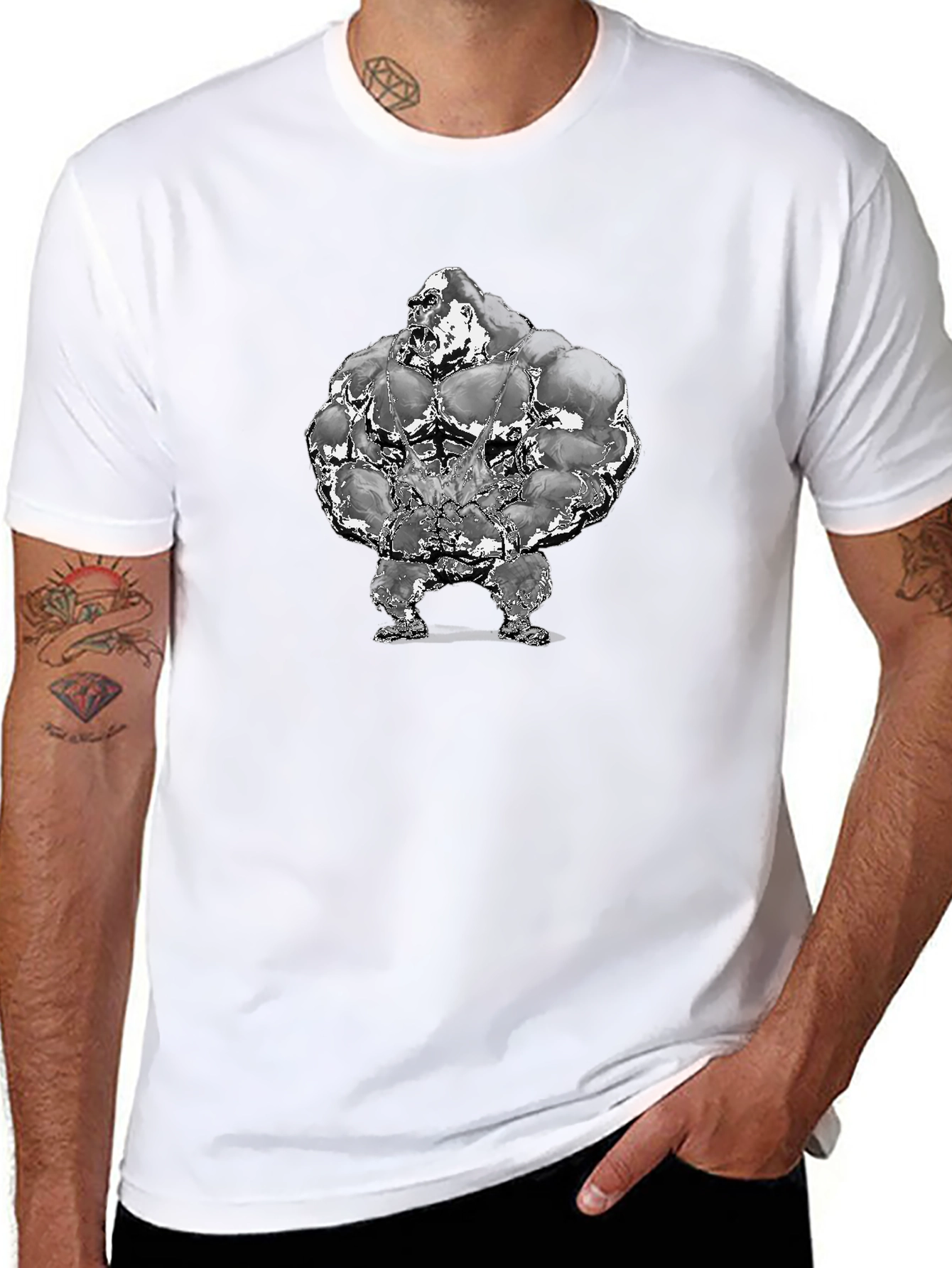 Muscle Gorilla Graphic Tee - Black Cotton T-Shirt
