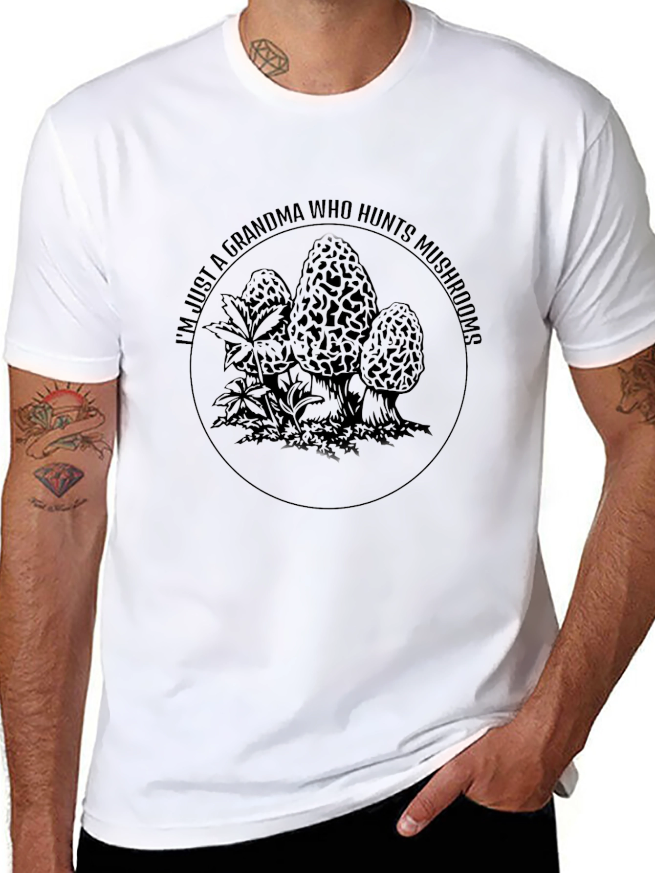 Grandma Mushroom Hunter T-Shirt - Black