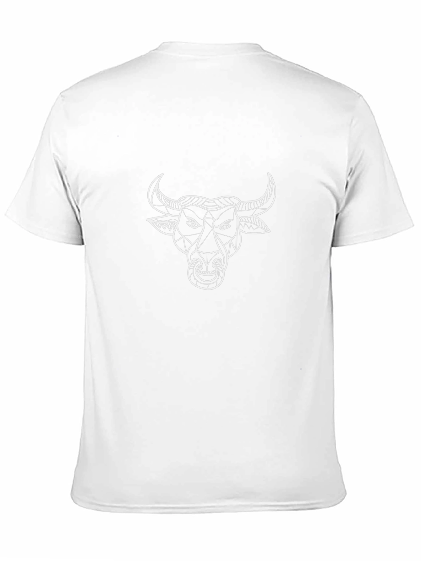 Geometric Bull Graphic Tee - Black Cotton T-Shirt