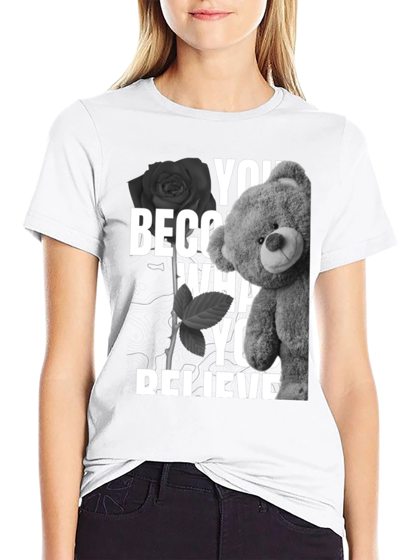 Believe Teddy Bear Graphic T-Shirt