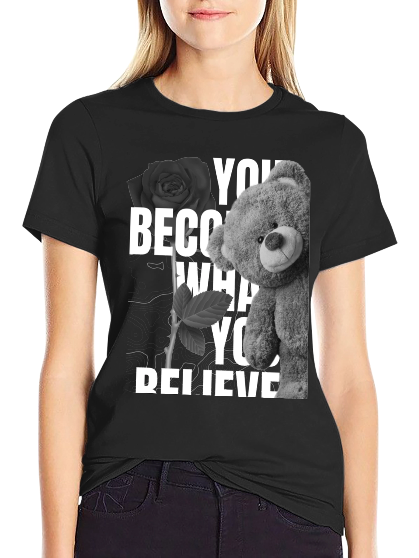 Believe Teddy Bear Graphic T-Shirt