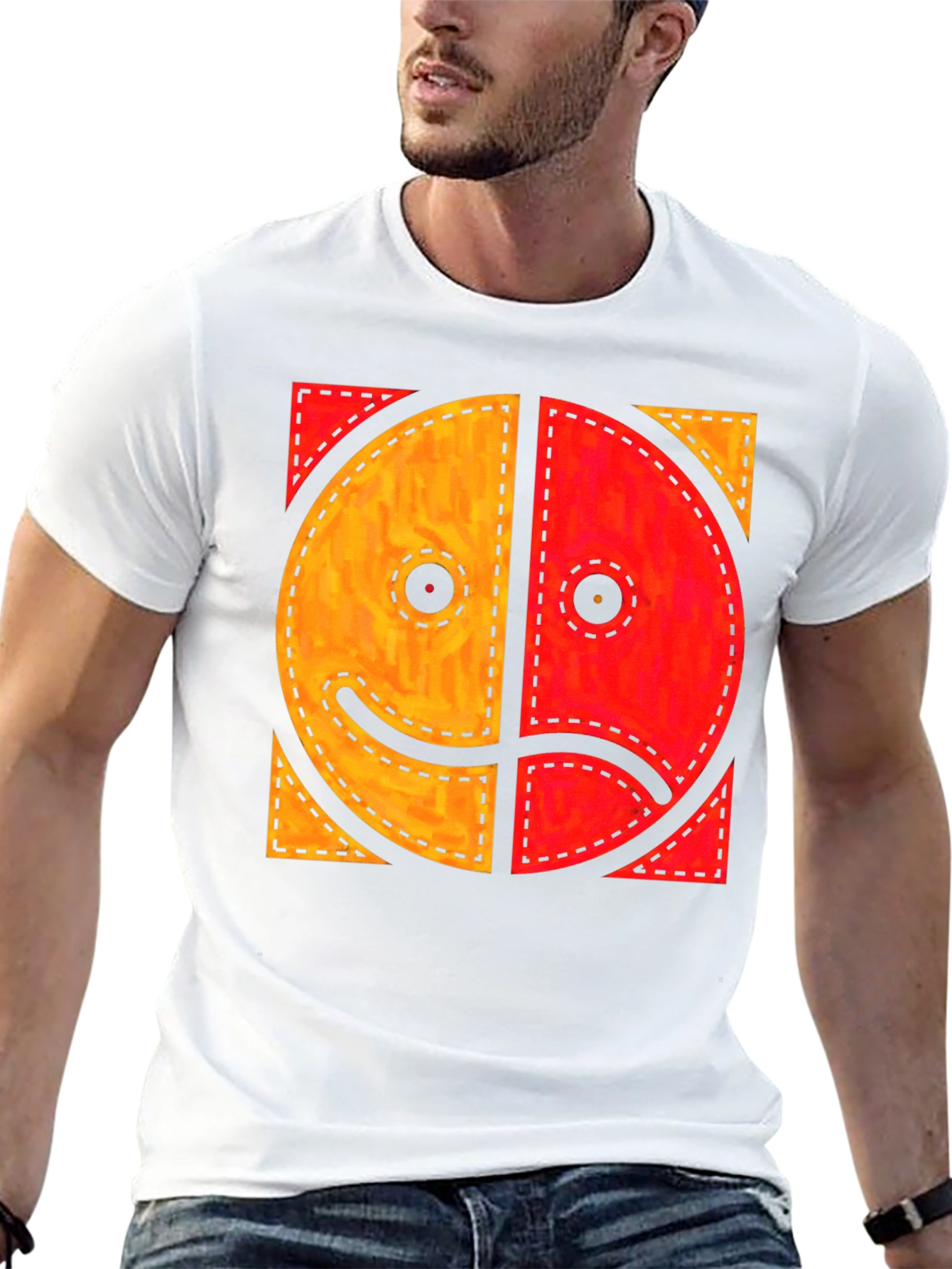 Duality Smiley Graphic Tee - Happy Sad Face T-Shirt