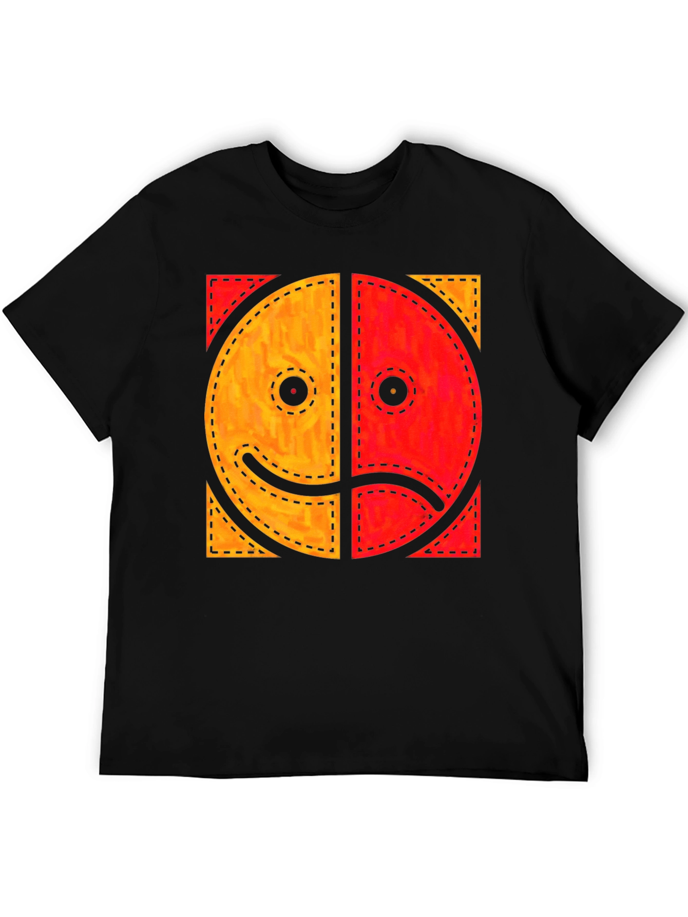 Duality Smiley Graphic Tee - Happy Sad Face T-Shirt
