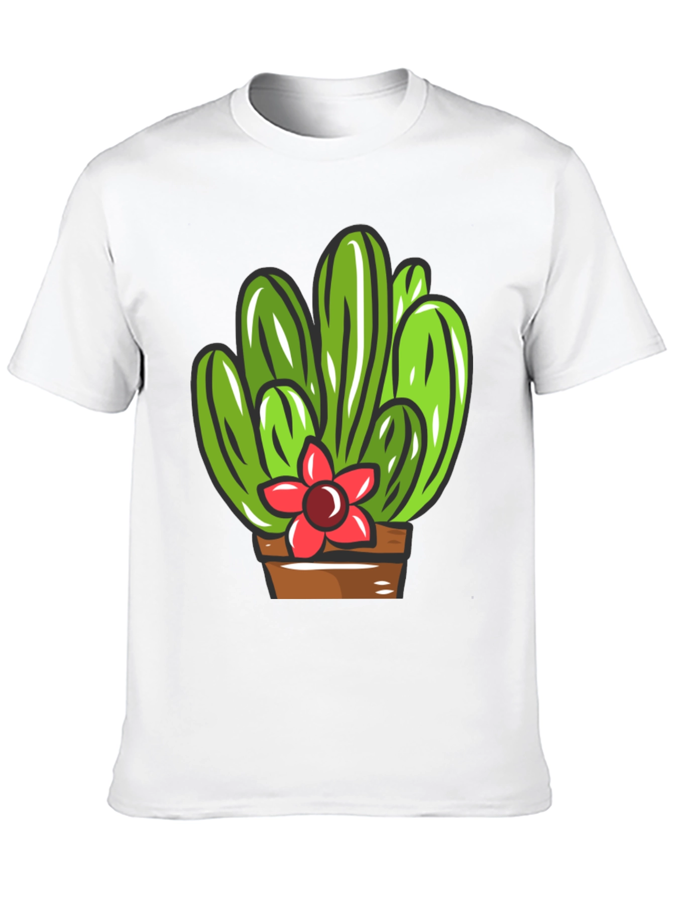Cactus Flower Graphic T-Shirt - Black Cotton Tee