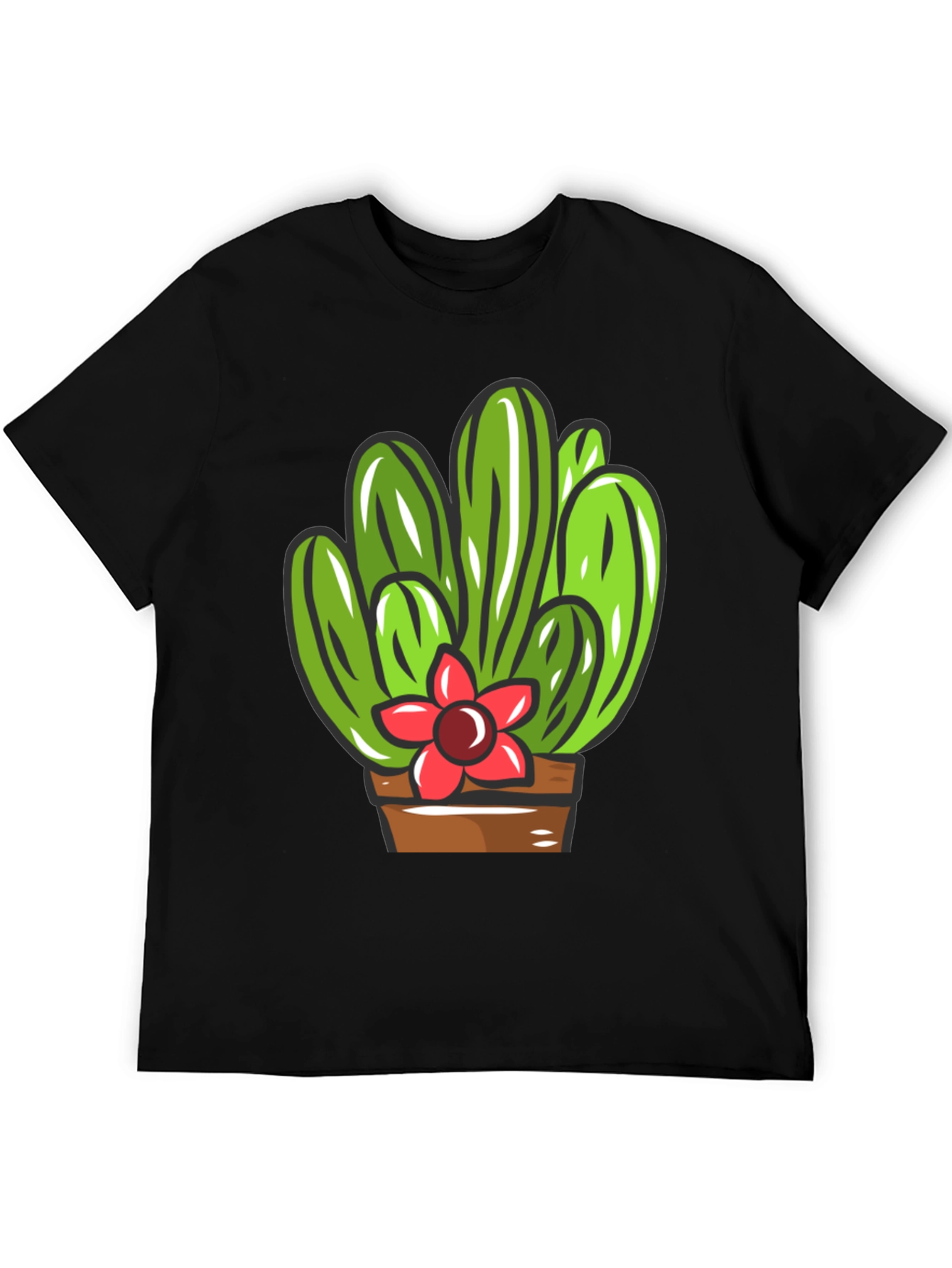 Cactus Flower Graphic T-Shirt - Black Cotton Tee