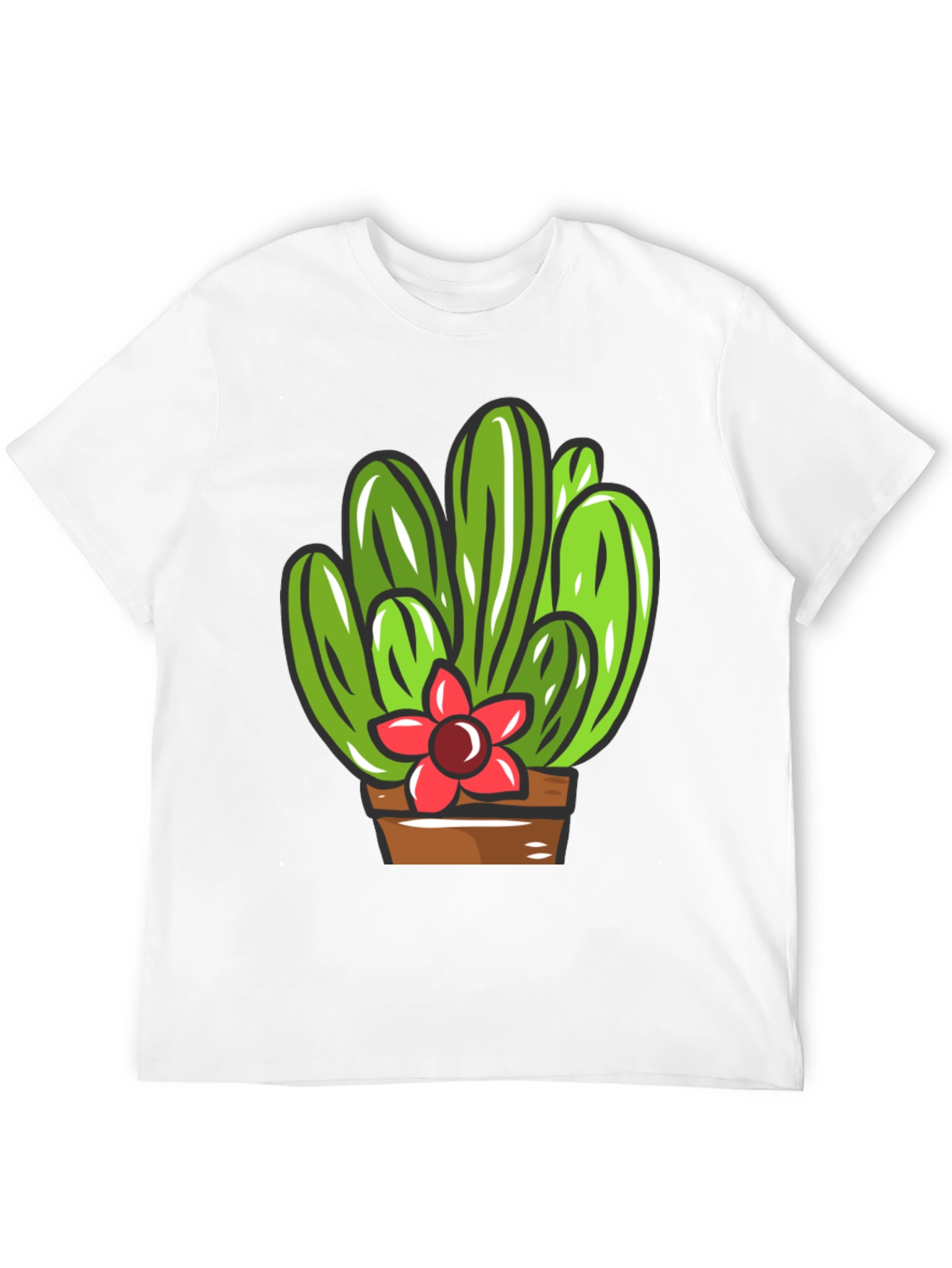 Cactus Flower Graphic T-Shirt - Black Cotton Tee