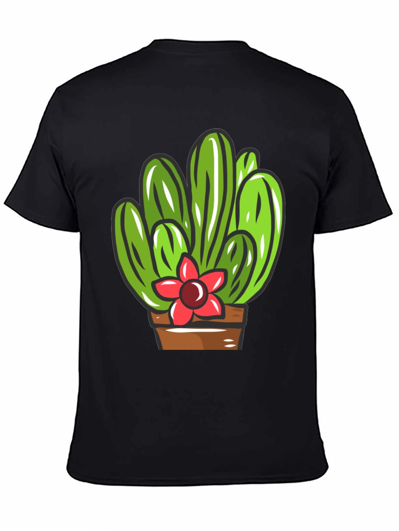 Cactus Flower Graphic T-Shirt - Black Cotton Tee