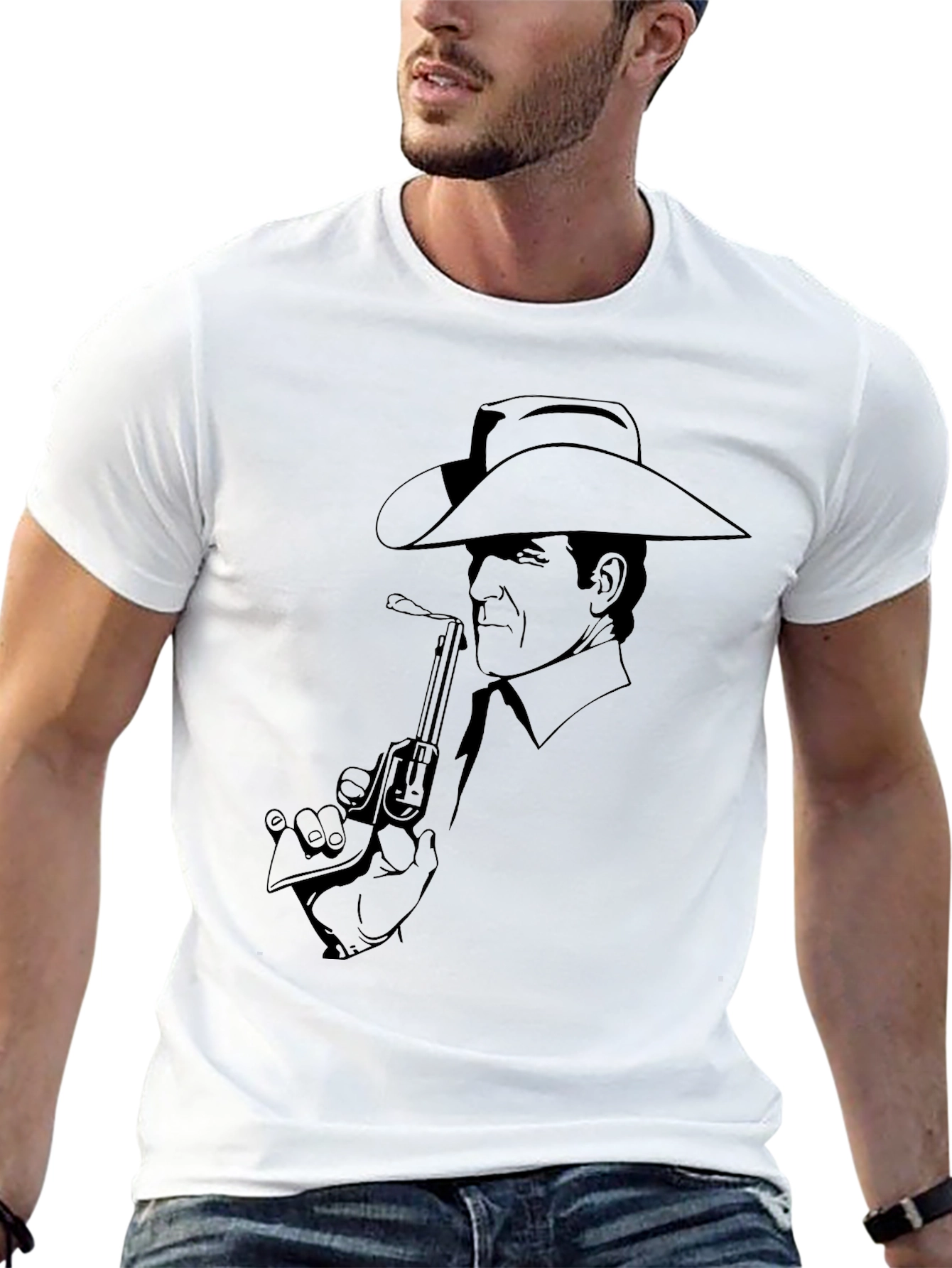 Black Cowboy Graphic Tee - Western Style