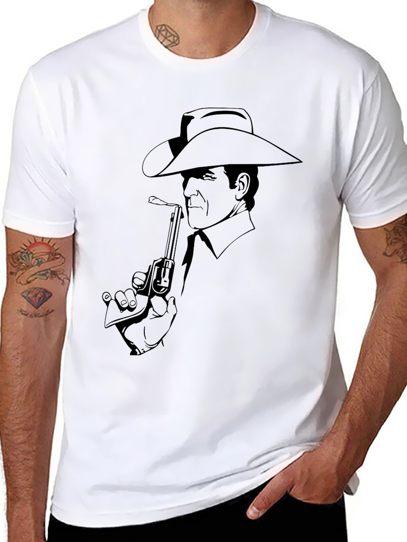 Black Cowboy Graphic Tee - Western Style