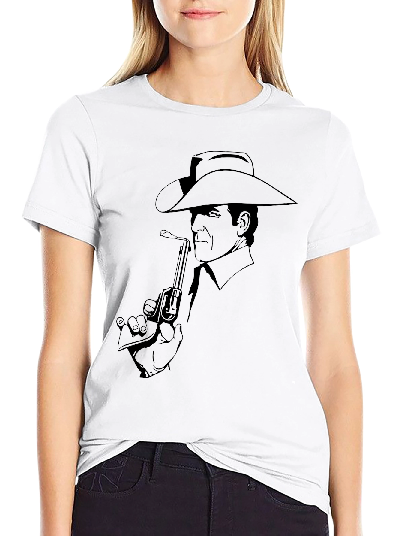 Black Cowboy Graphic Tee - Western Style