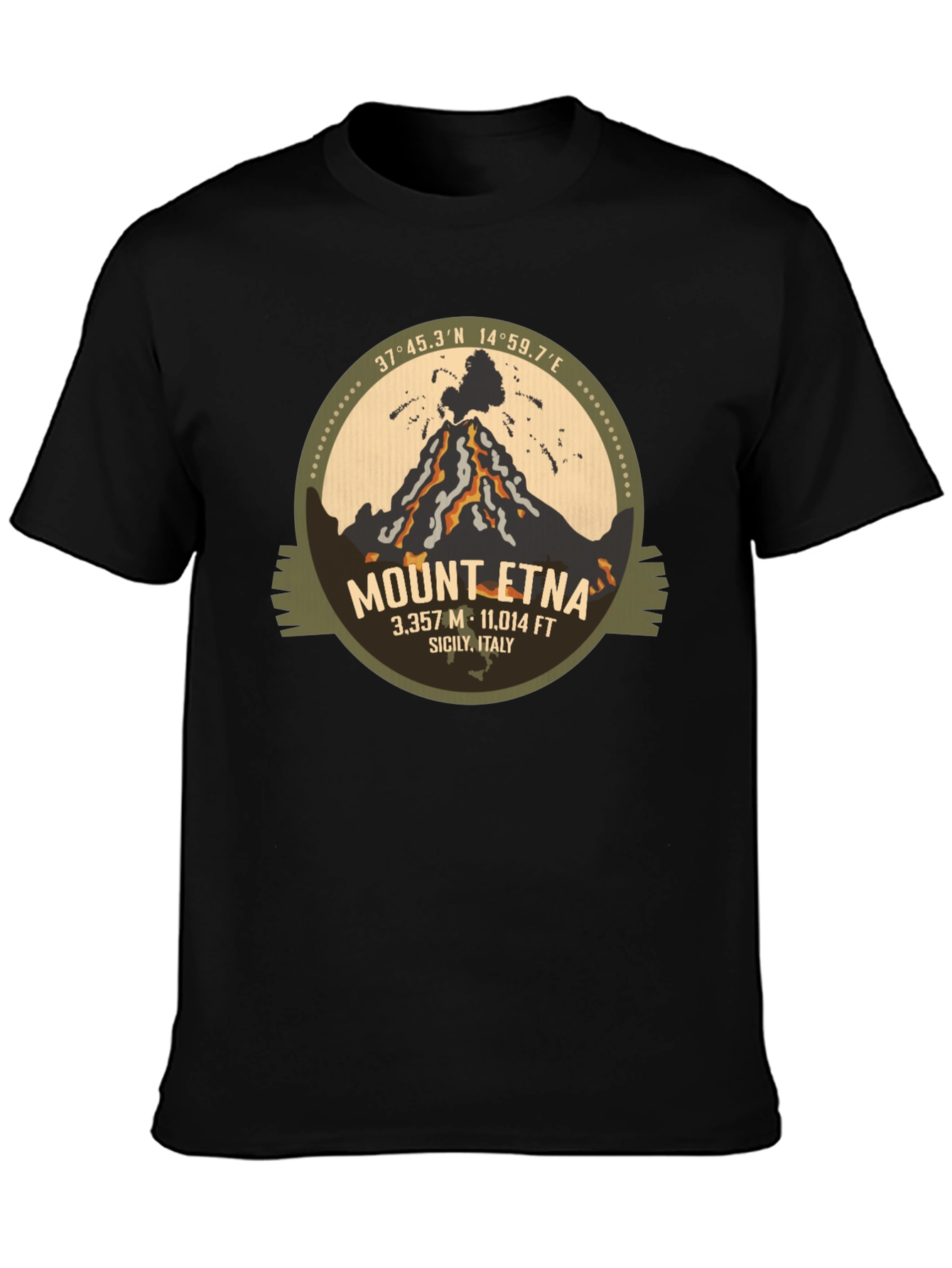 Mount Etna Graphic Tee - Black Short Sleeve