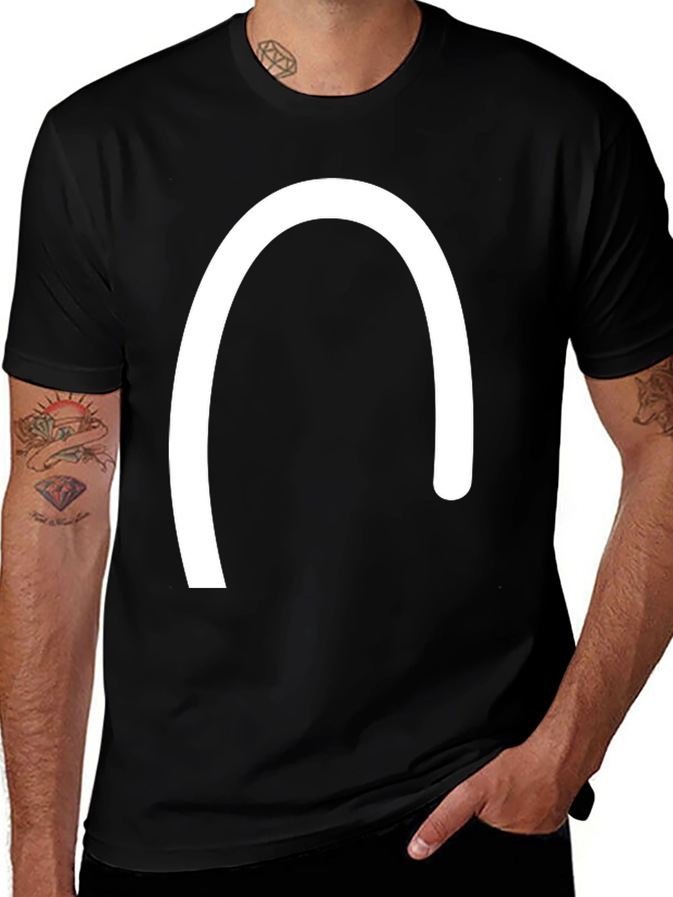 Minimalist Curved Line Black T-Shirt