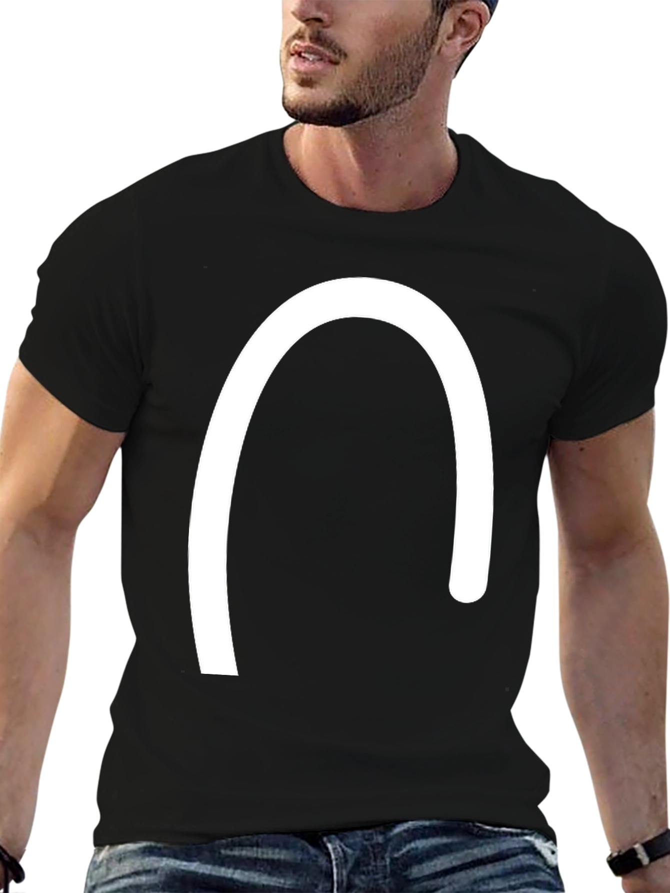 Minimalist Curved Line Black T-Shirt