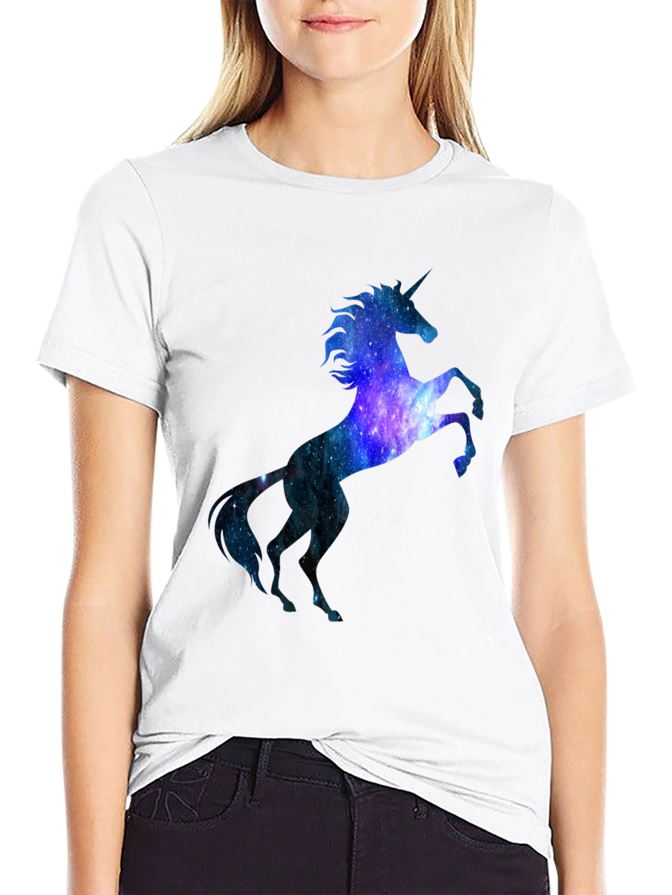 Unicorn Galaxy Graphic Black T-Shirt
