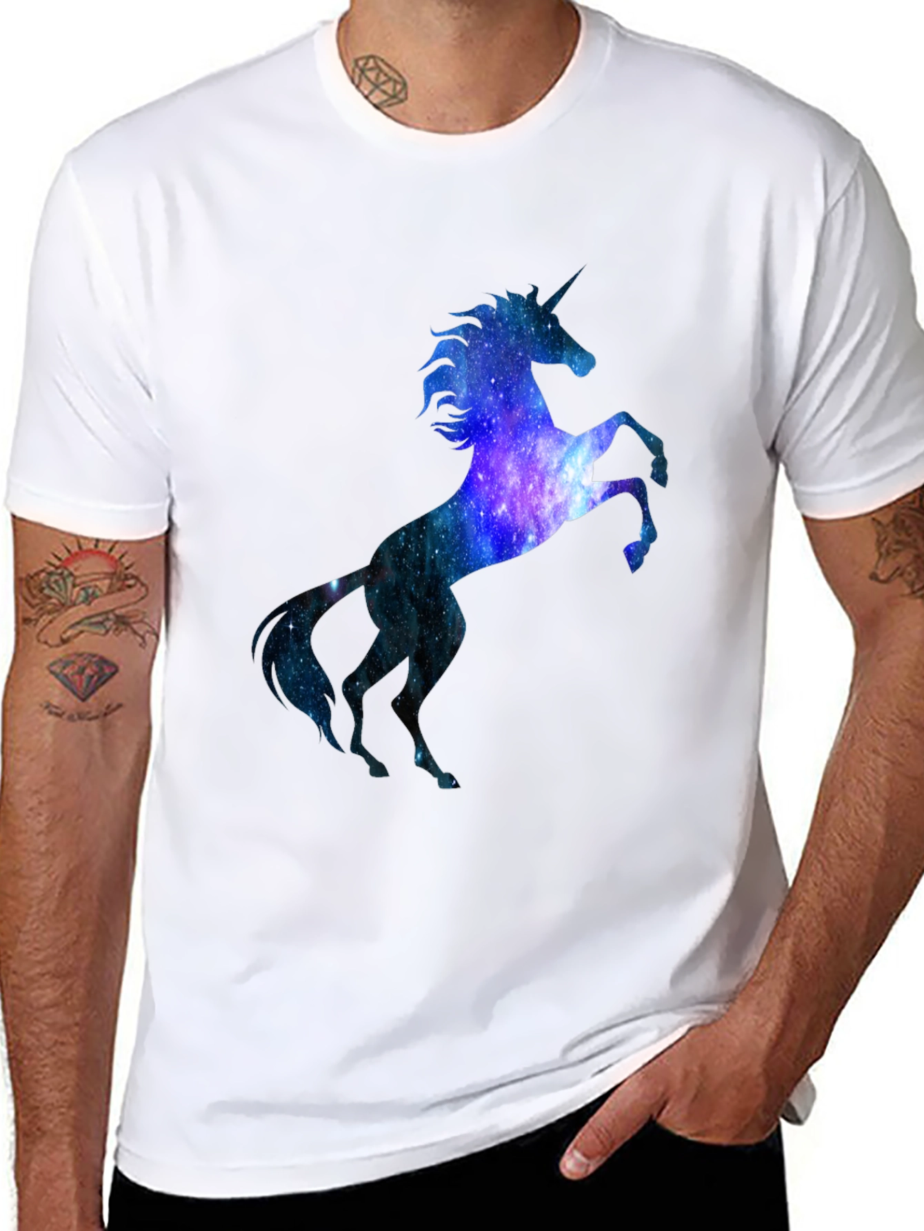 Unicorn Galaxy Graphic Black T-Shirt