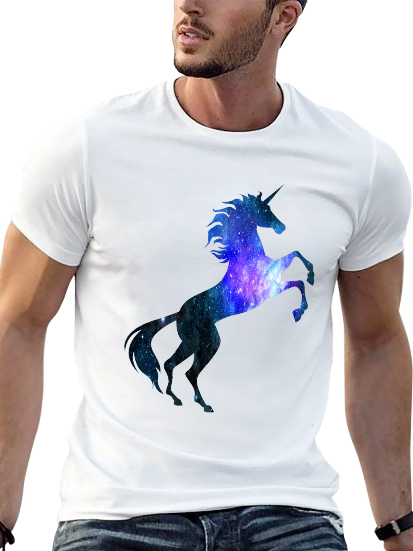 Unicorn Galaxy Graphic Black T-Shirt
