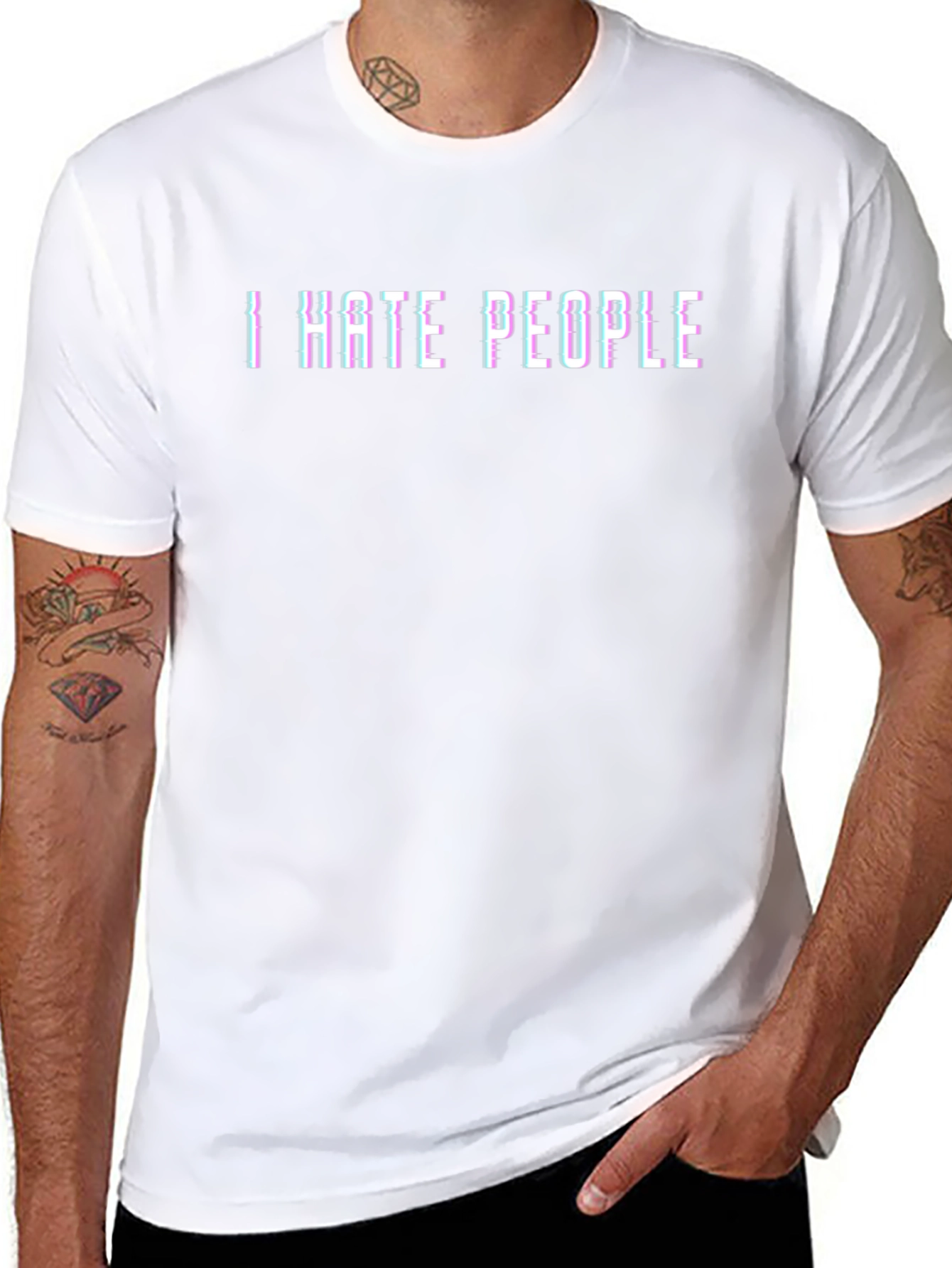 I Hate People Glitch Black T-Shirt