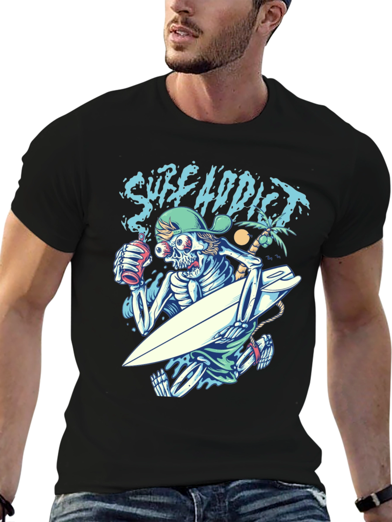 Surf Addict Skeleton Graphic T-Shirt