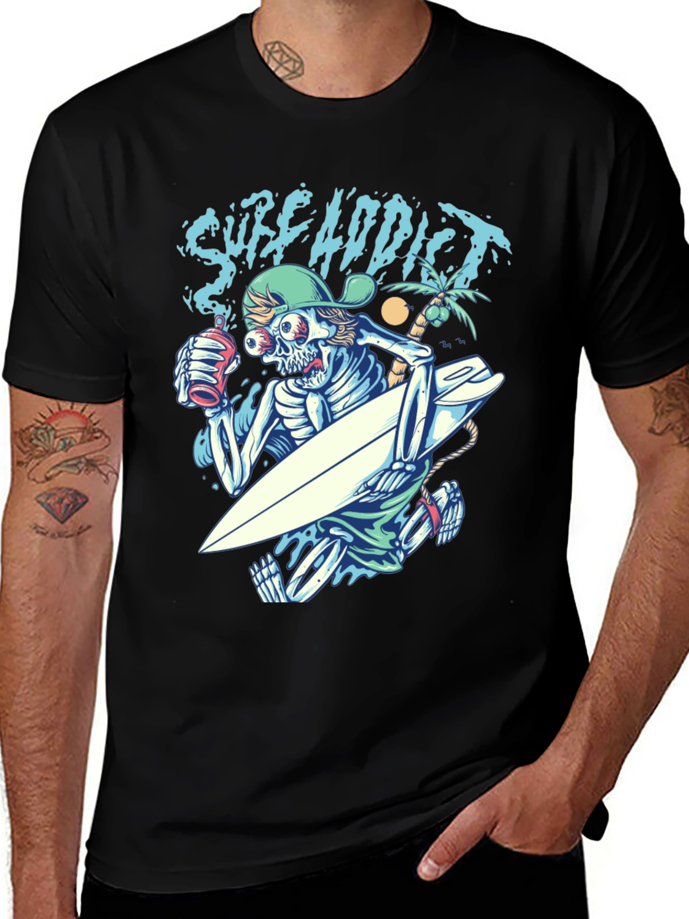 Surf Addict Skeleton Graphic T-Shirt