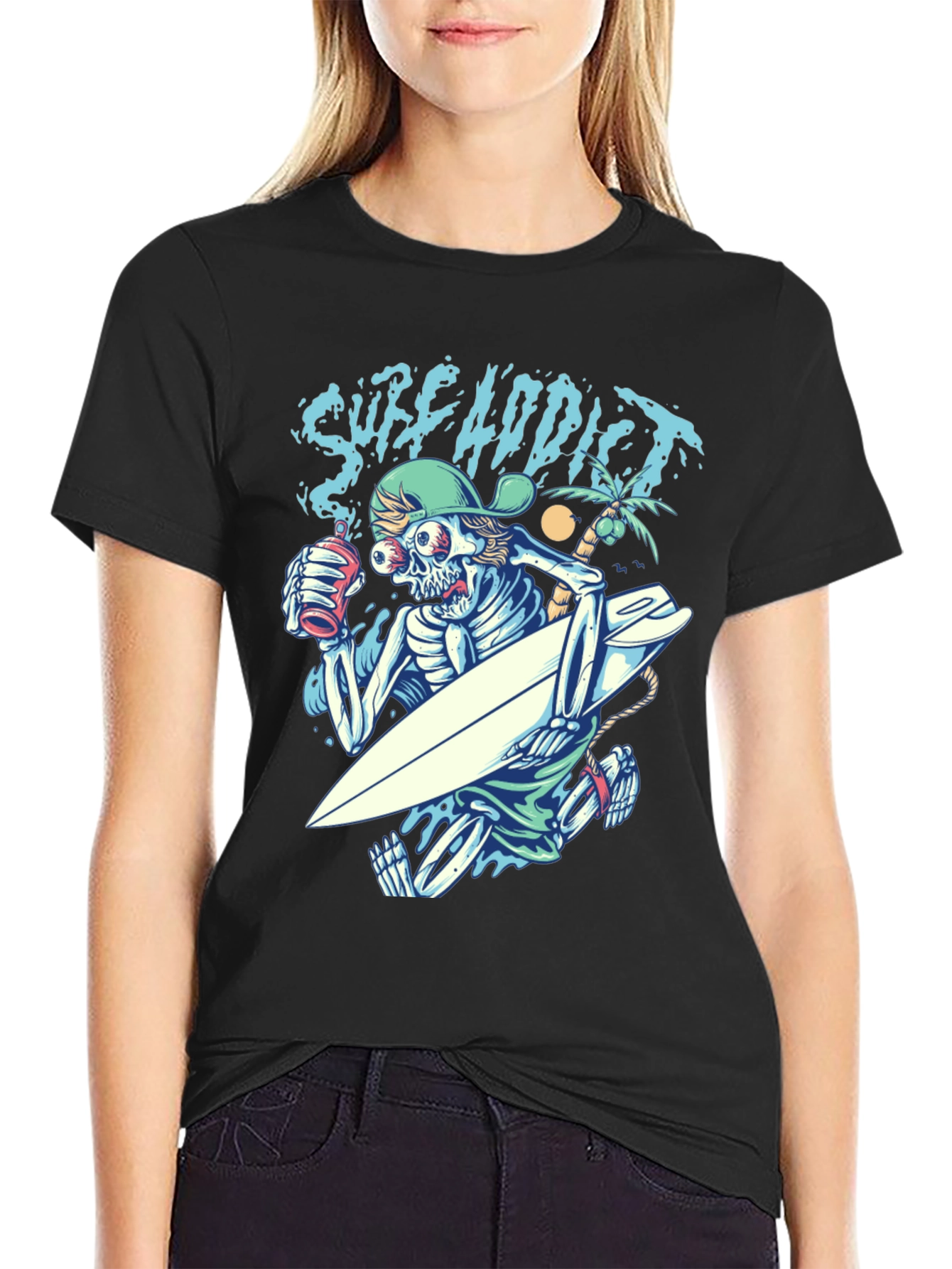Surf Addict Skeleton Graphic T-Shirt