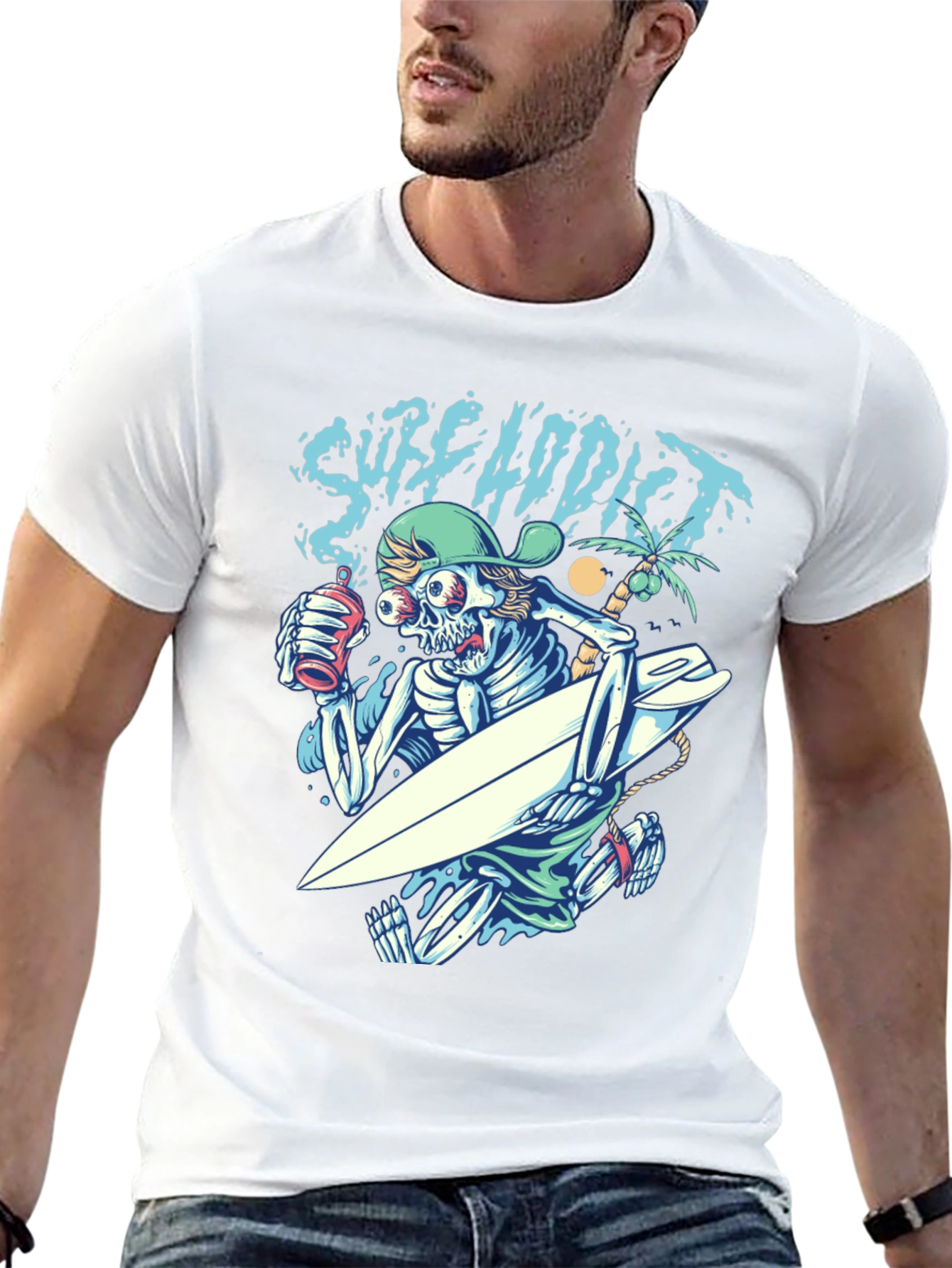 Surf Addict Skeleton Graphic T-Shirt