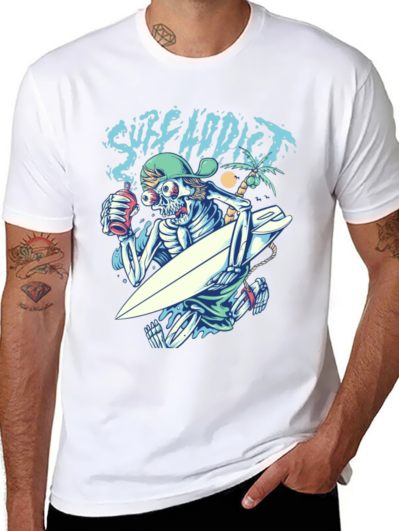 Surf Addict Skeleton Graphic T-Shirt