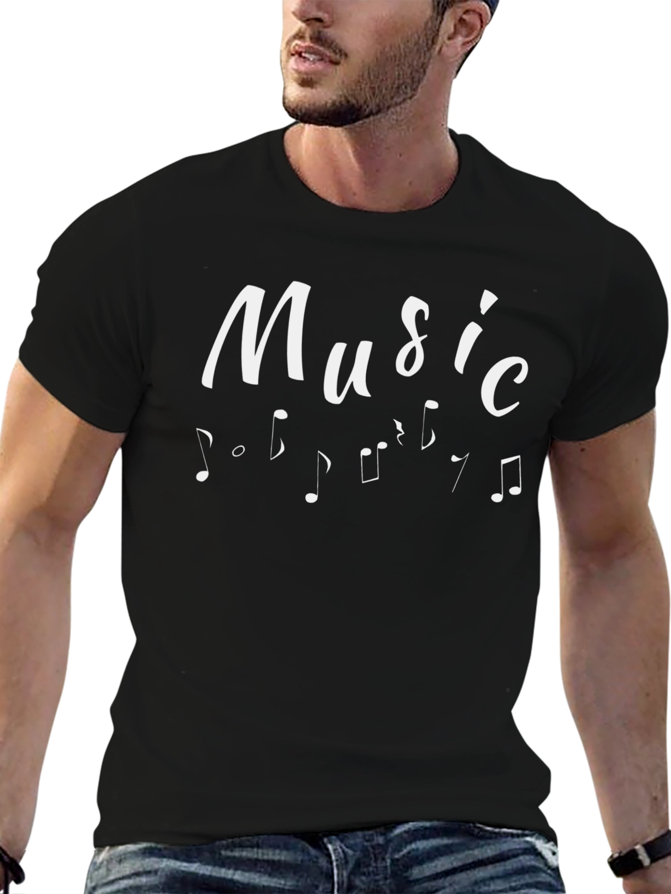Music Notes Black T-Shirt