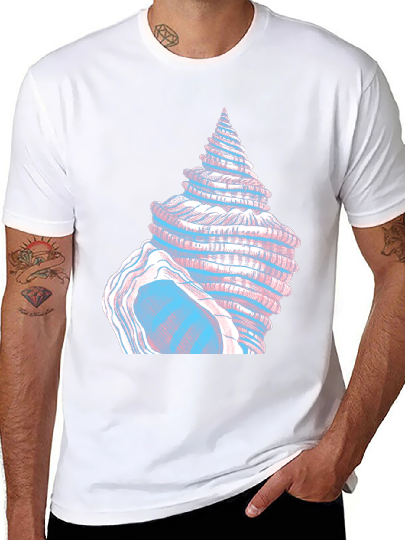 Seashell Graphic Tee - Black Cotton T-Shirt