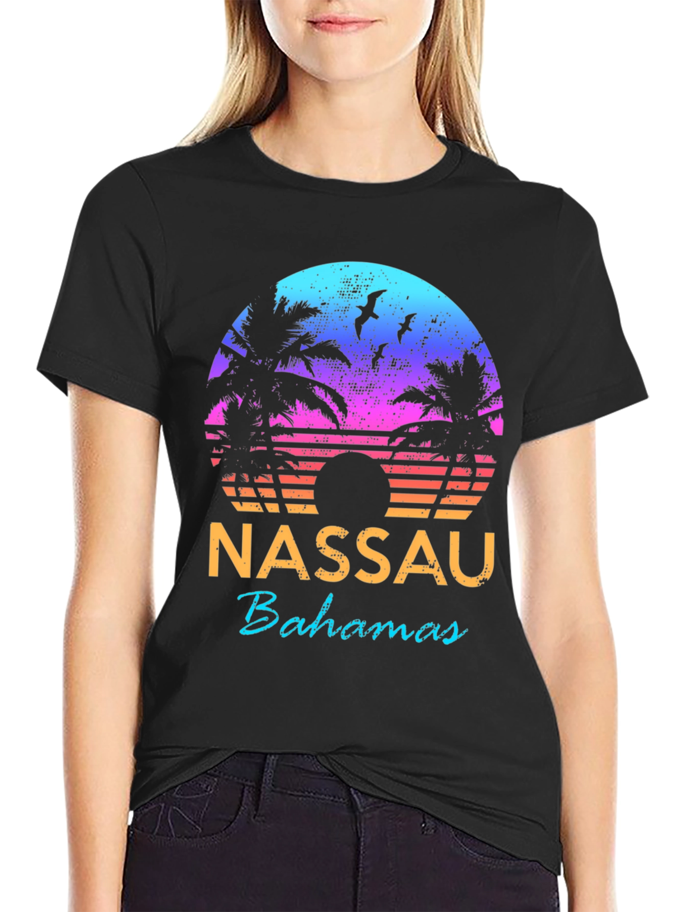 Nassau Bahamas Retro Sunset T-Shirt