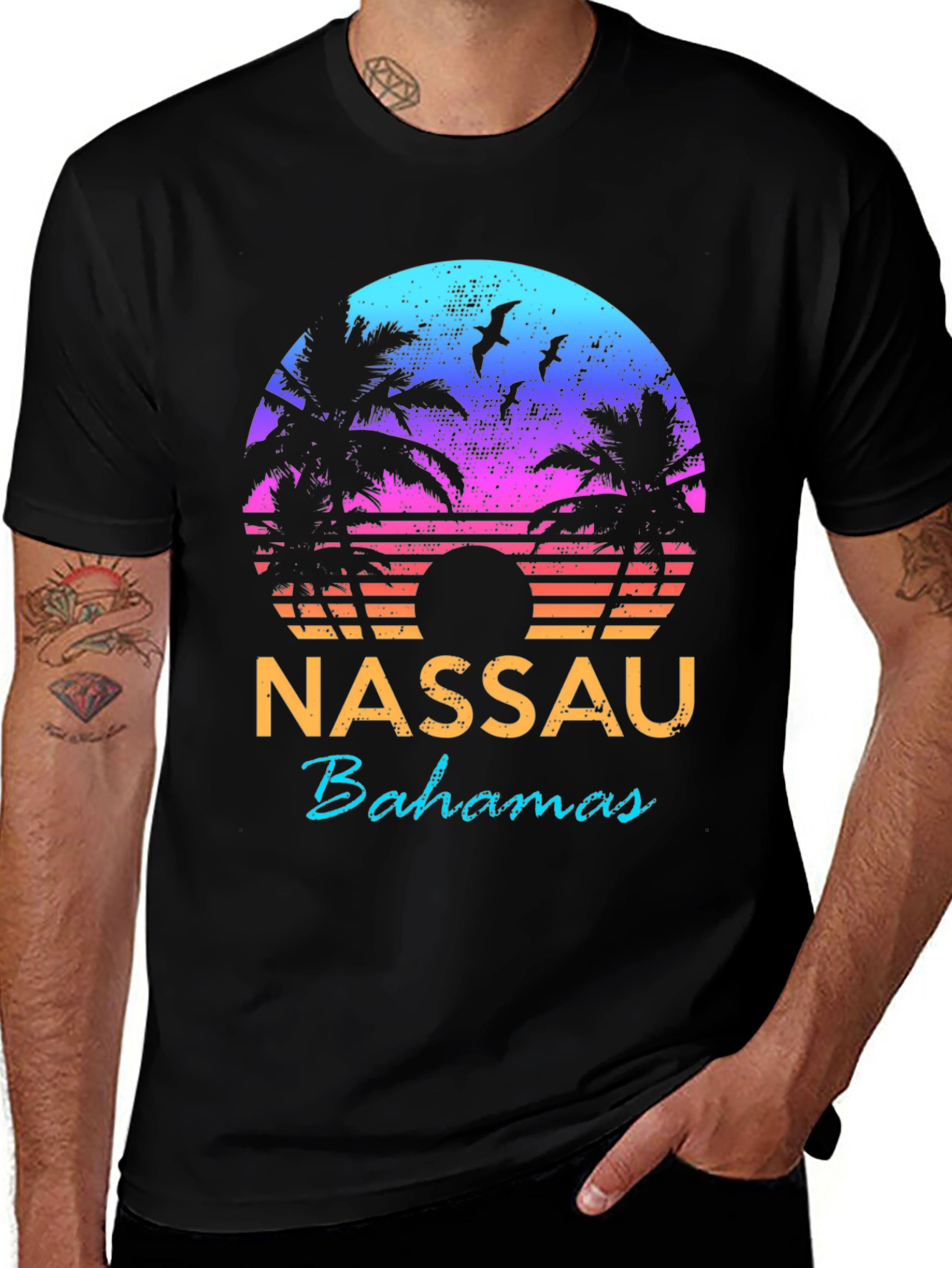 Nassau Bahamas Retro Sunset T-Shirt