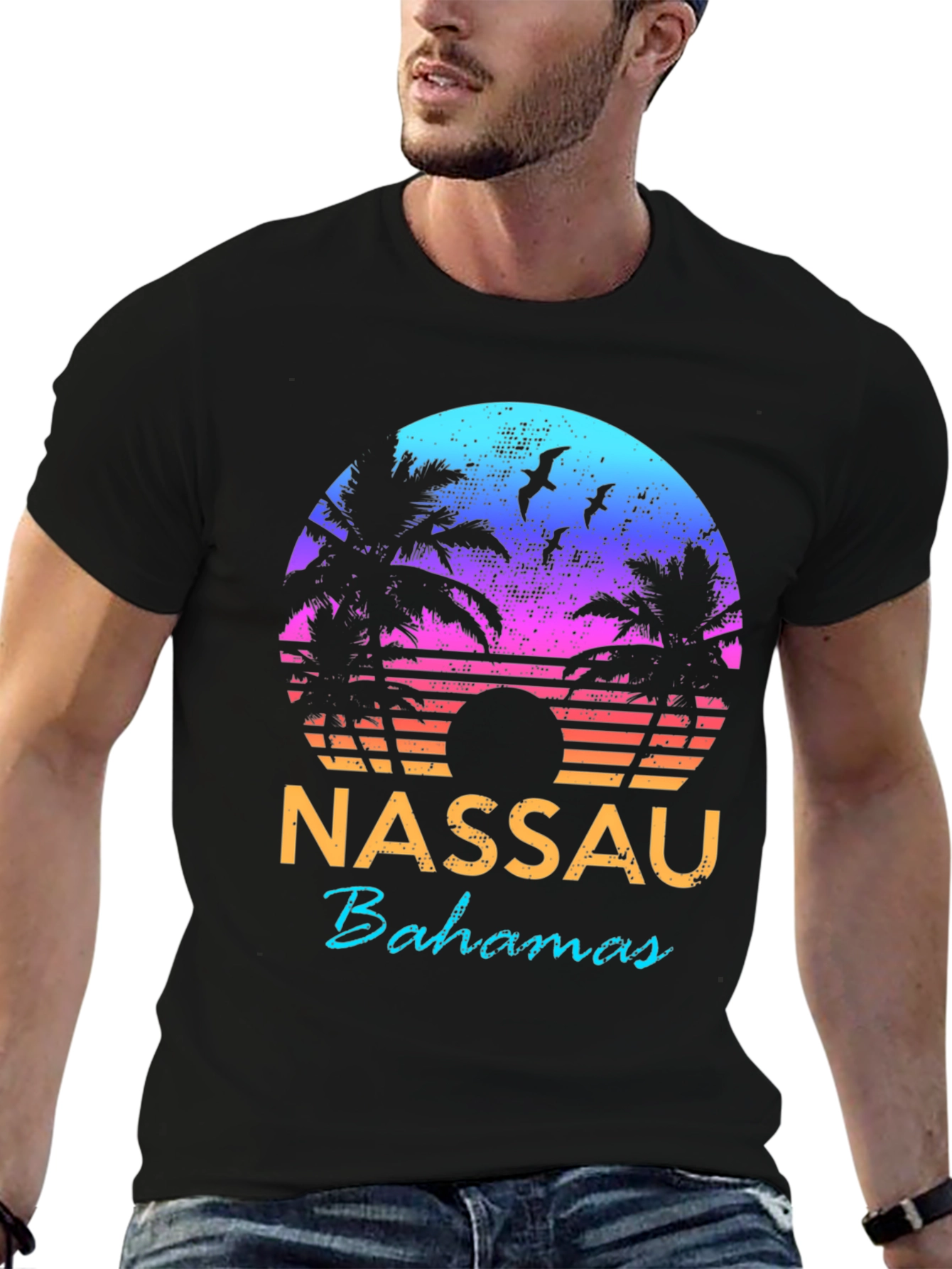 Nassau Bahamas Retro Sunset T-Shirt