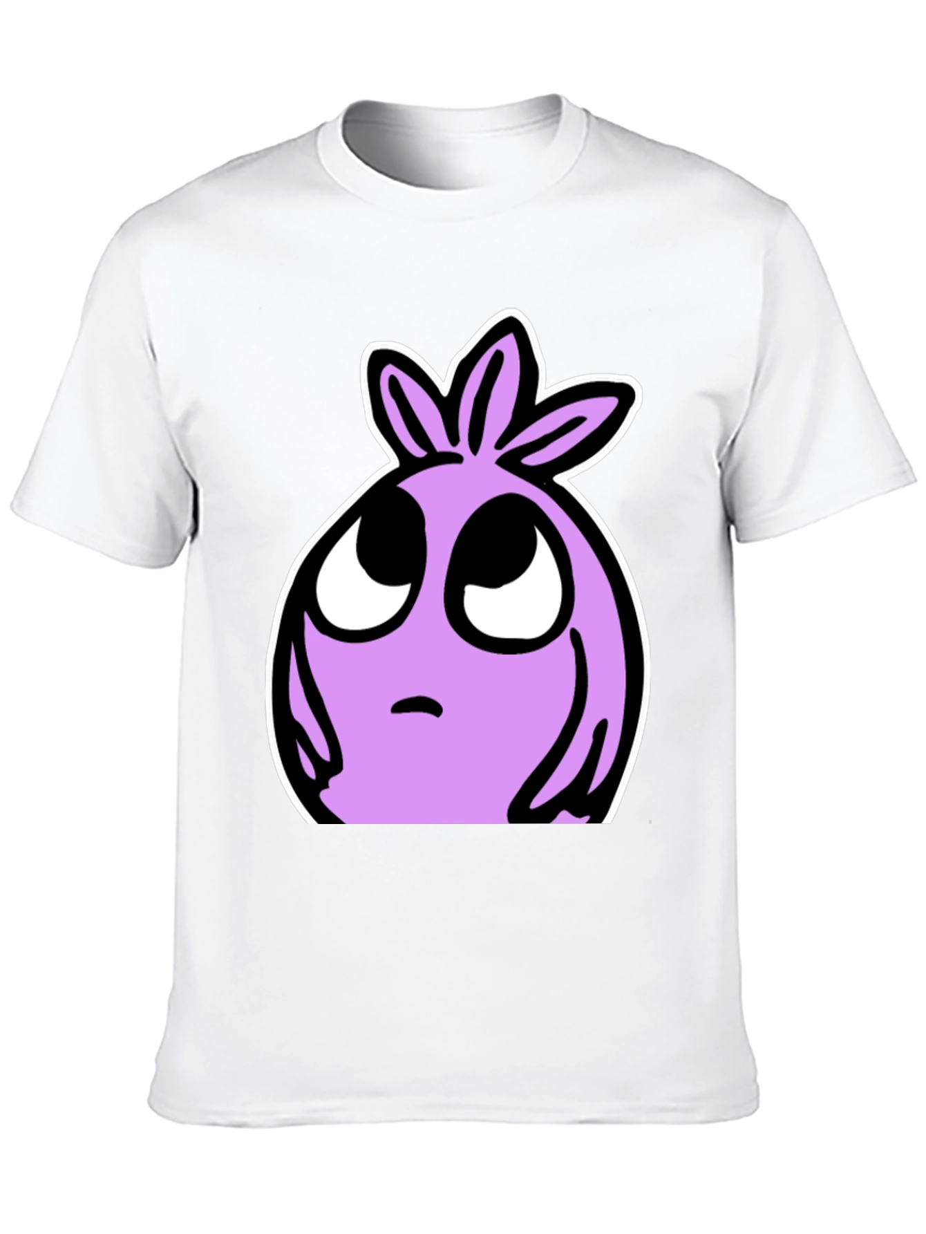 Cartoon Lilac Character Black T-shirt