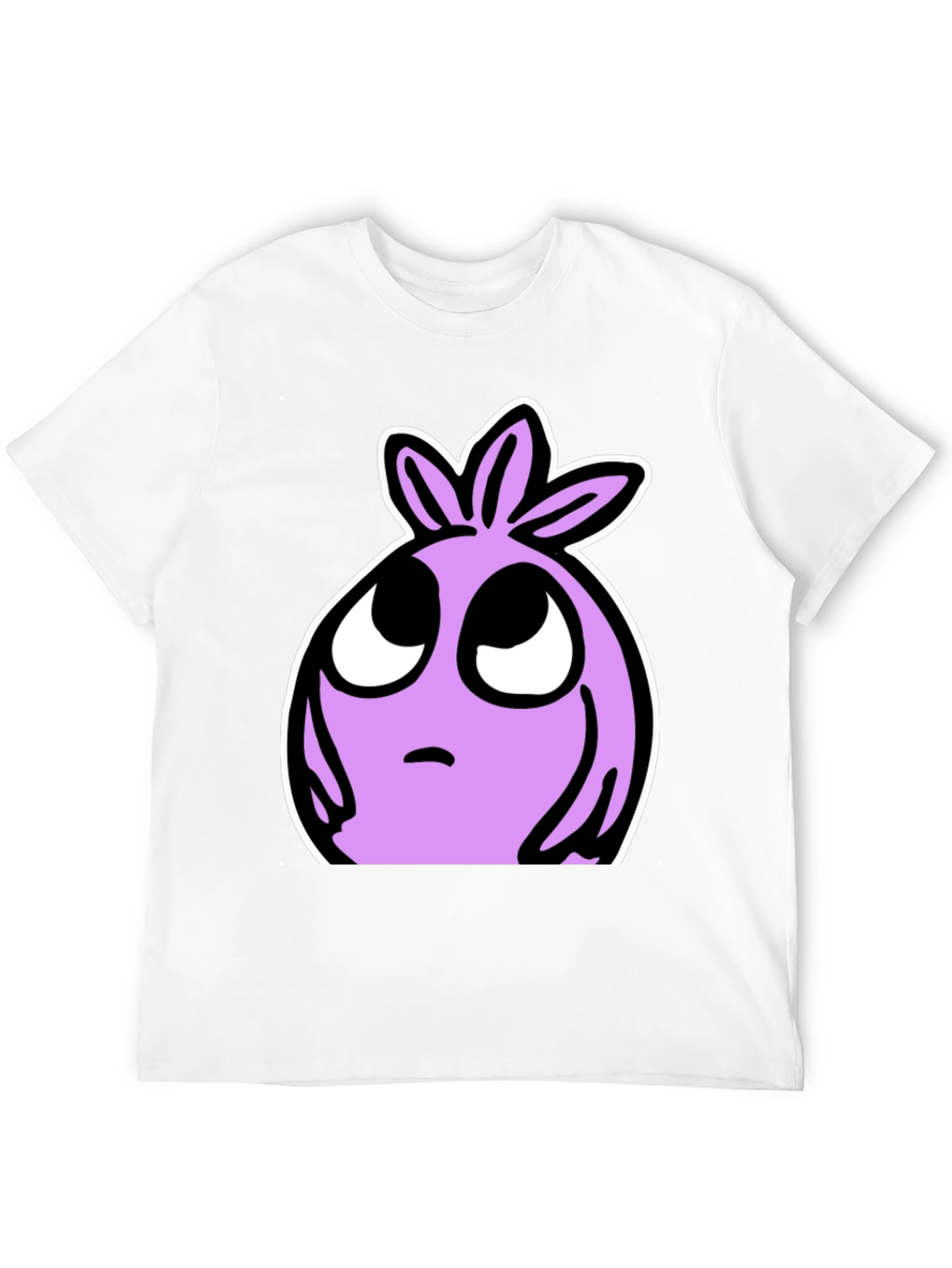 Cartoon Lilac Character Black T-shirt