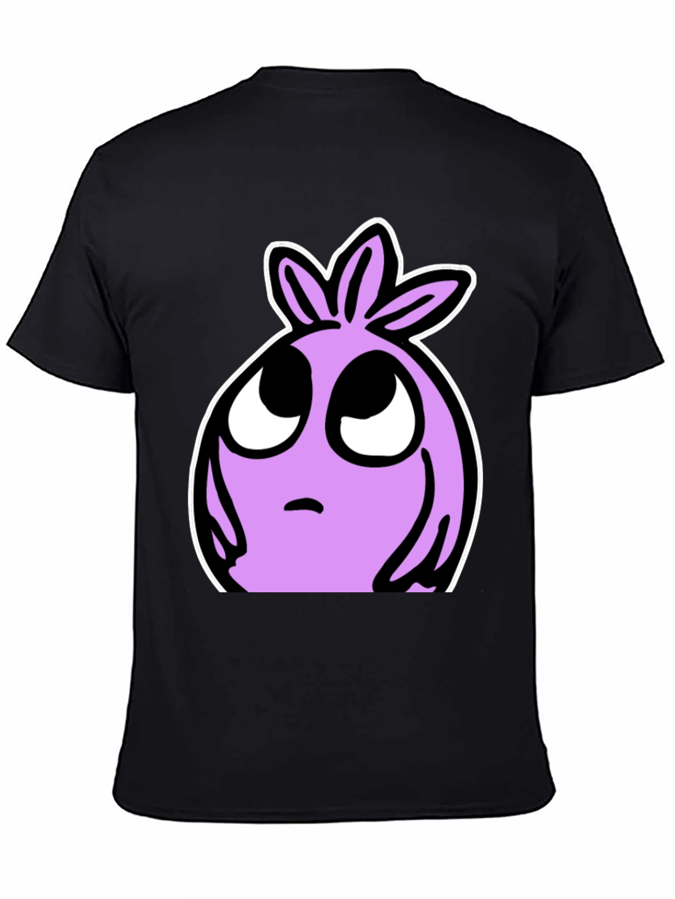 Cartoon Lilac Character Black T-shirt