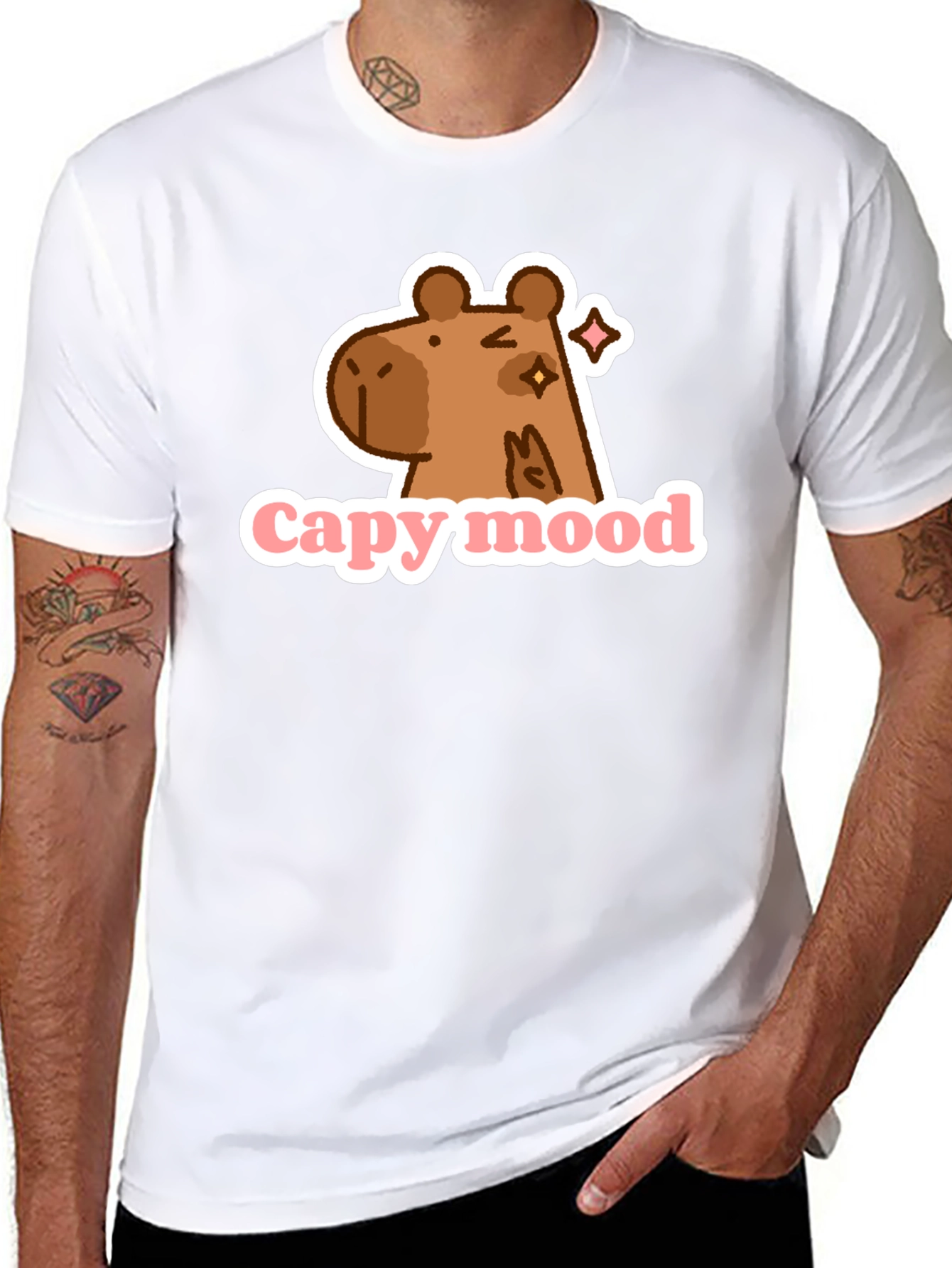 Capy Mood Black T-Shirt - Fun & Casual