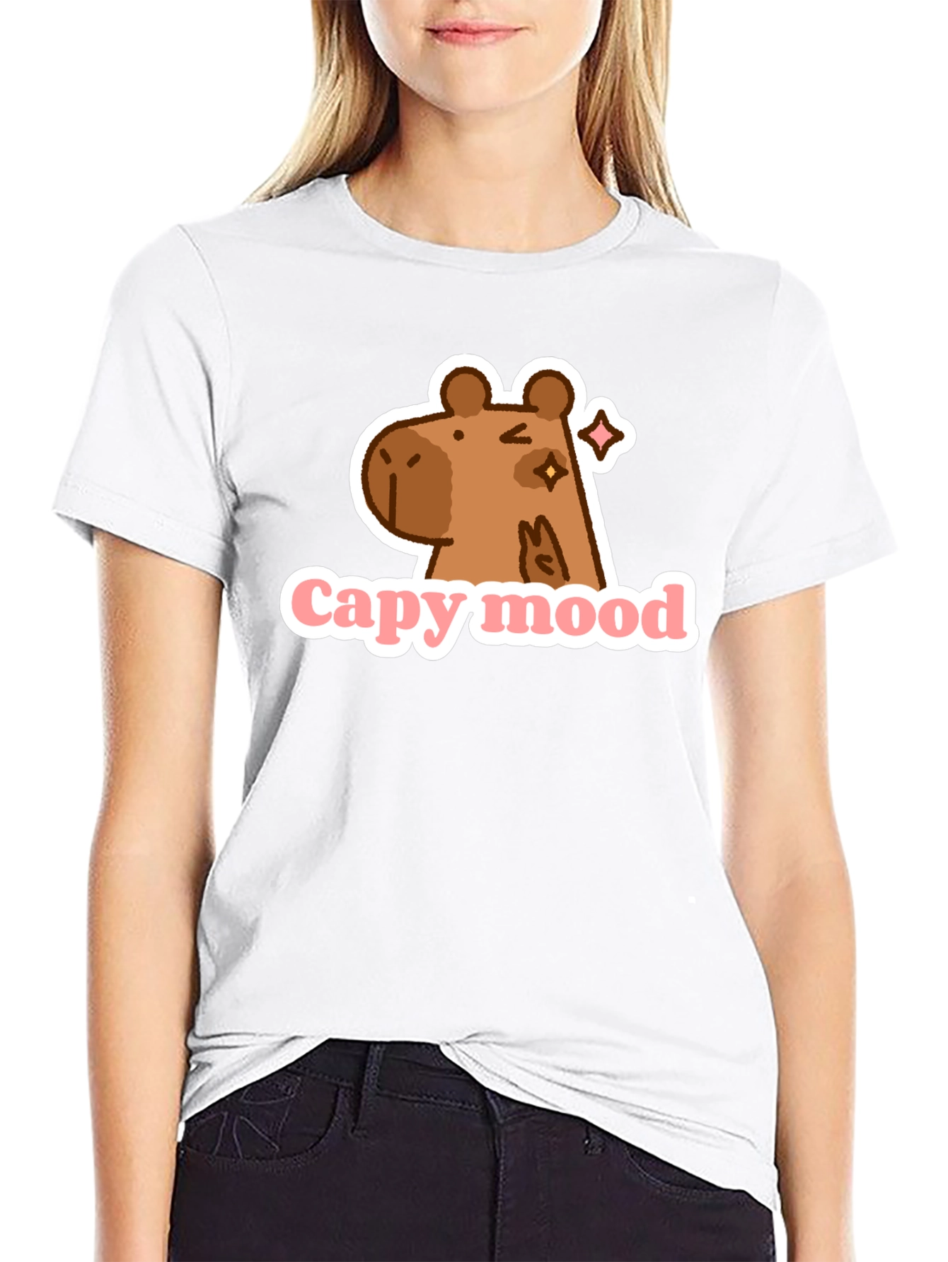 Capy Mood Black T-Shirt - Fun & Casual