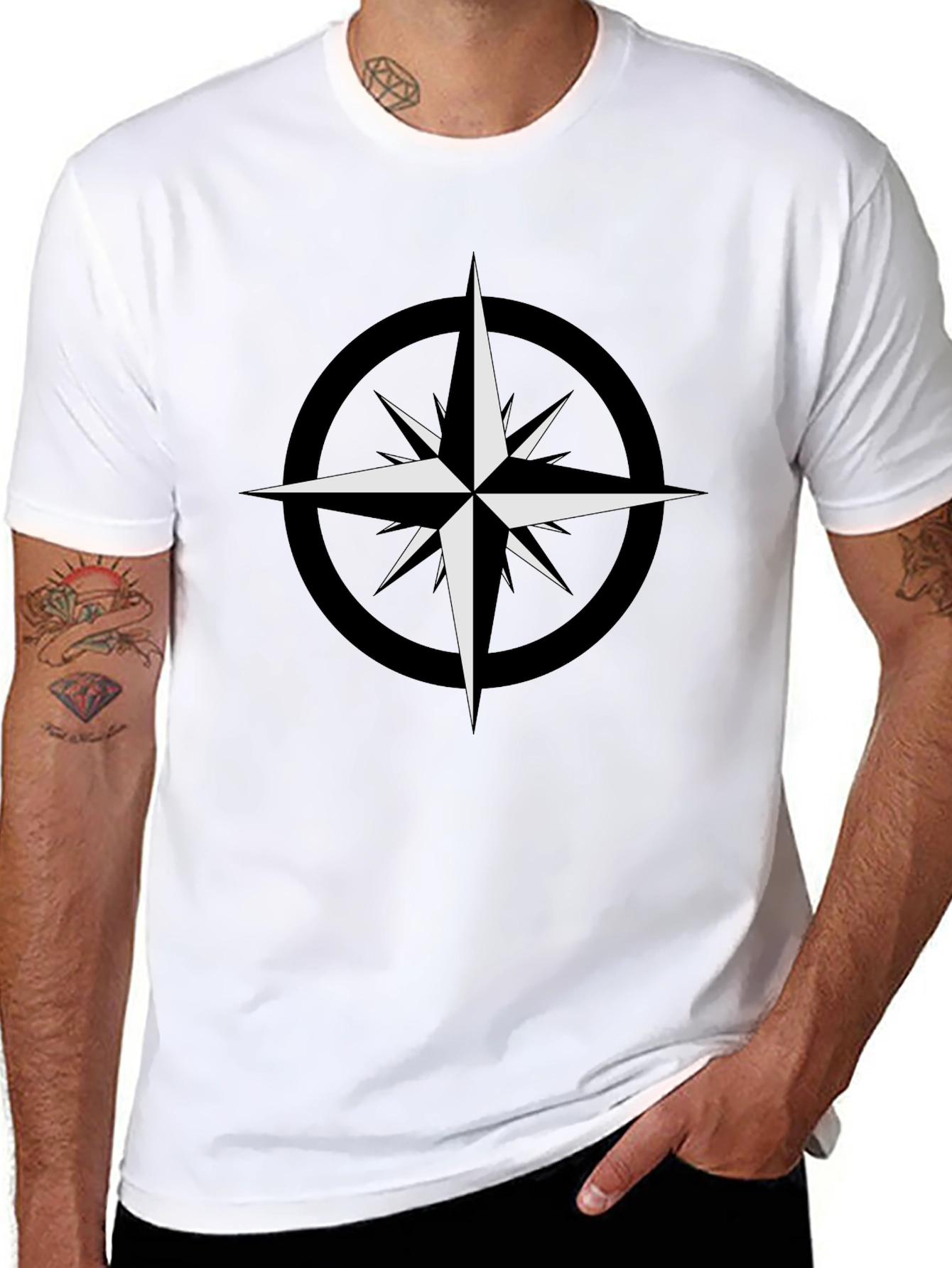 Compass Star Graphic Black T-Shirt