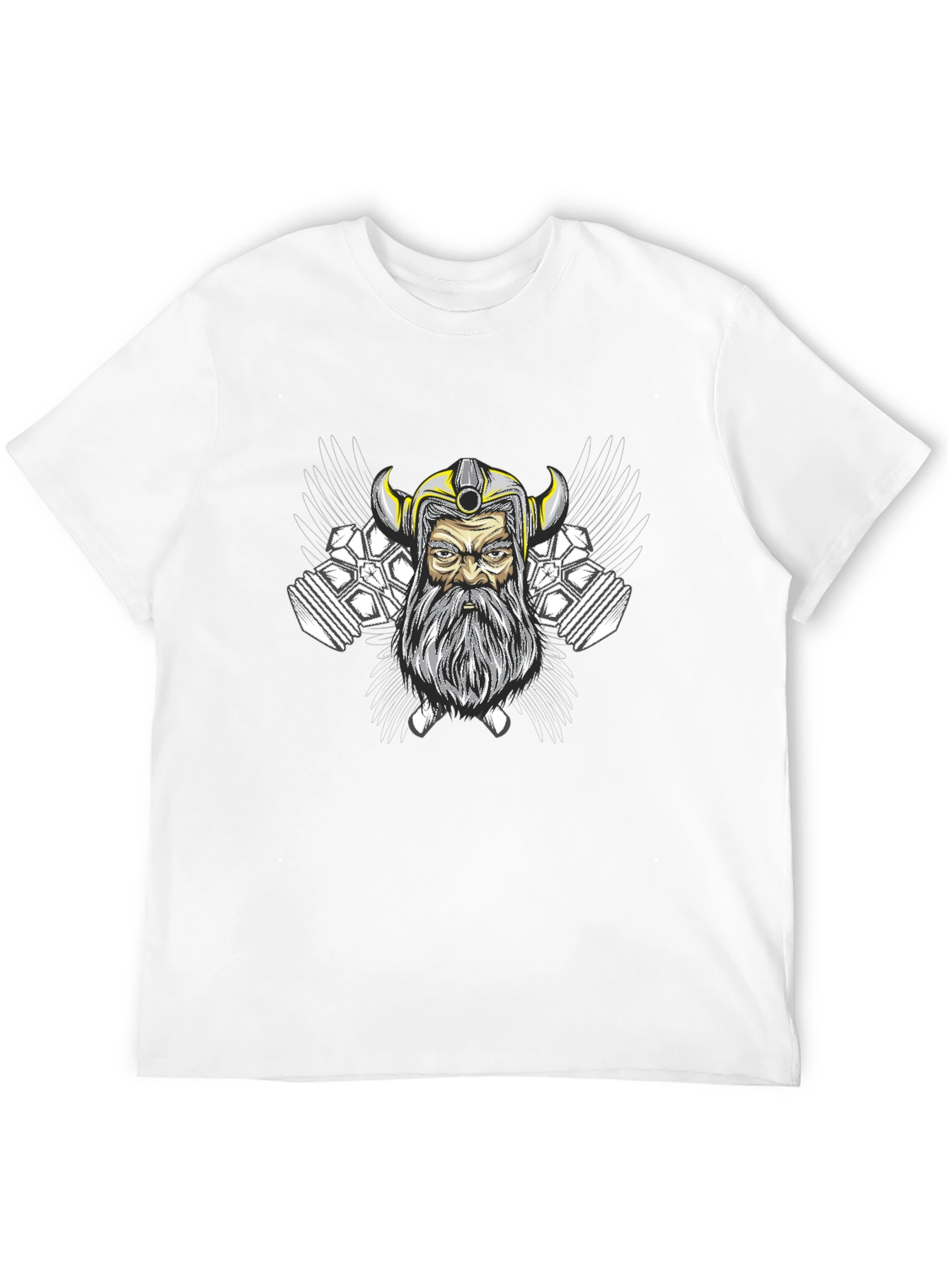 Viking Warrior Graphic Tee - Black Cotton Blend