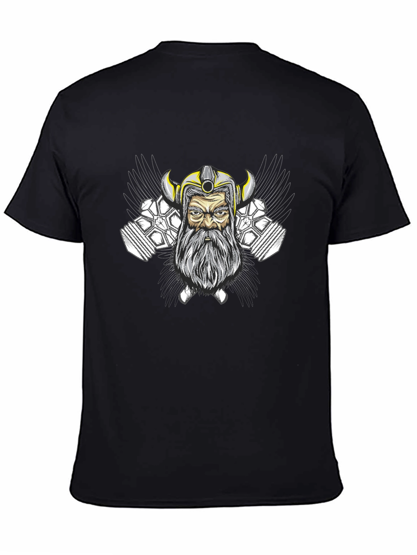 Viking Warrior Graphic Tee - Black Cotton Blend