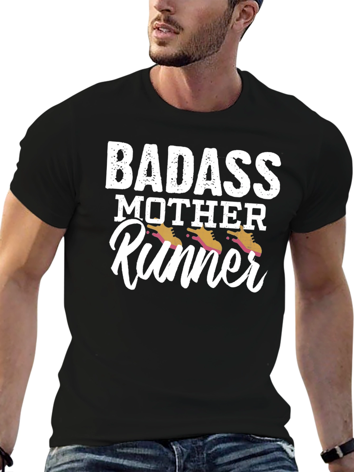 Badass Mother Runner Black T-Shirt